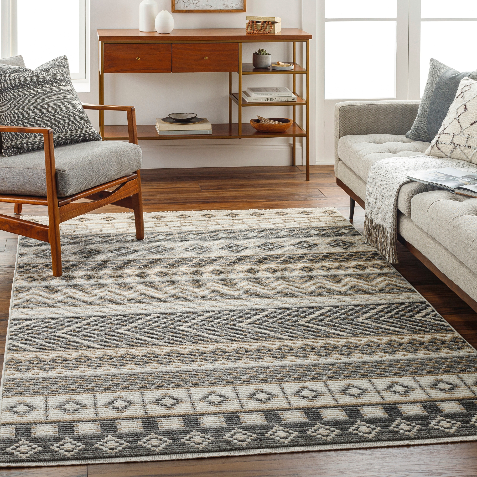 Artistic Weavers CAC2309-23 2 X 3 Cream/Gray Indoor Tribal Rustic Area Rug
