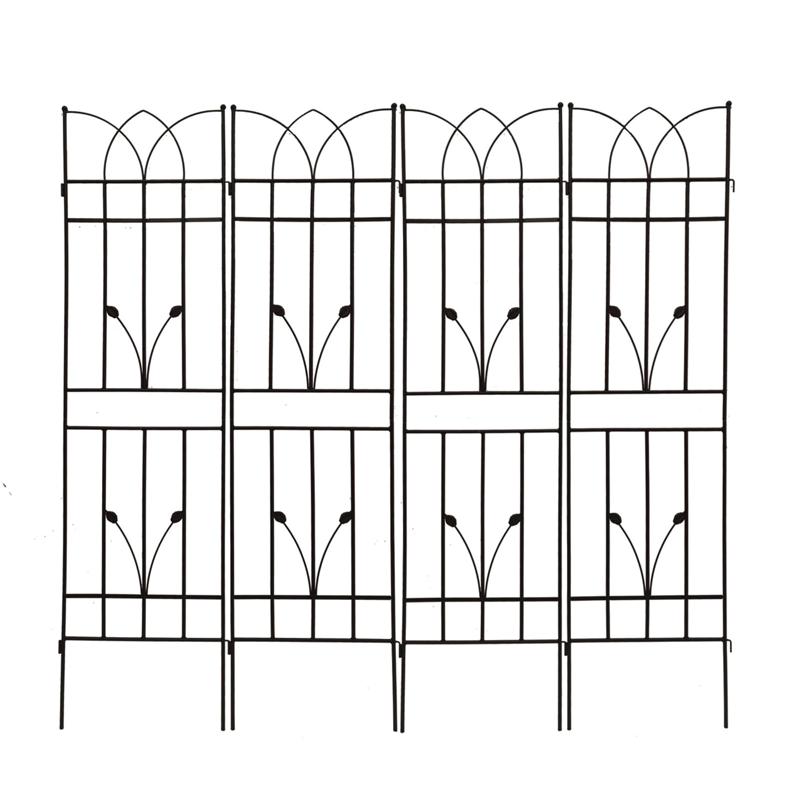 Maocao Hoom JLWP147482 4 Pack Metal Garden Trellis 17.7-in W x 71-in H Black Iron Traditional Garden Trellis For Climbing Plants For Cucumbers