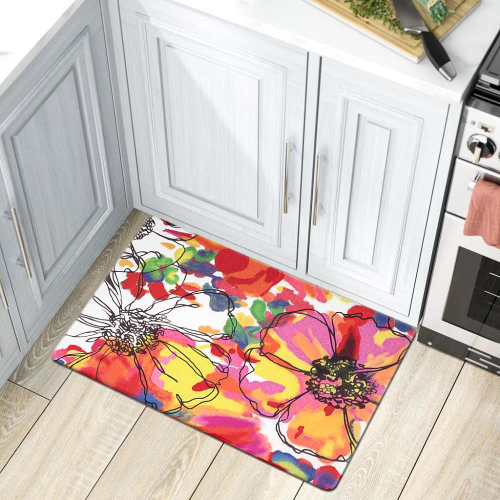 Kitchen Mats Cushioned Anti Fatigue 2 Piece Set, Waterproof Kitchen Mats  for Floor Anti Fatigue, Cat Rug for Kitchen Floor Sink Area and Padded