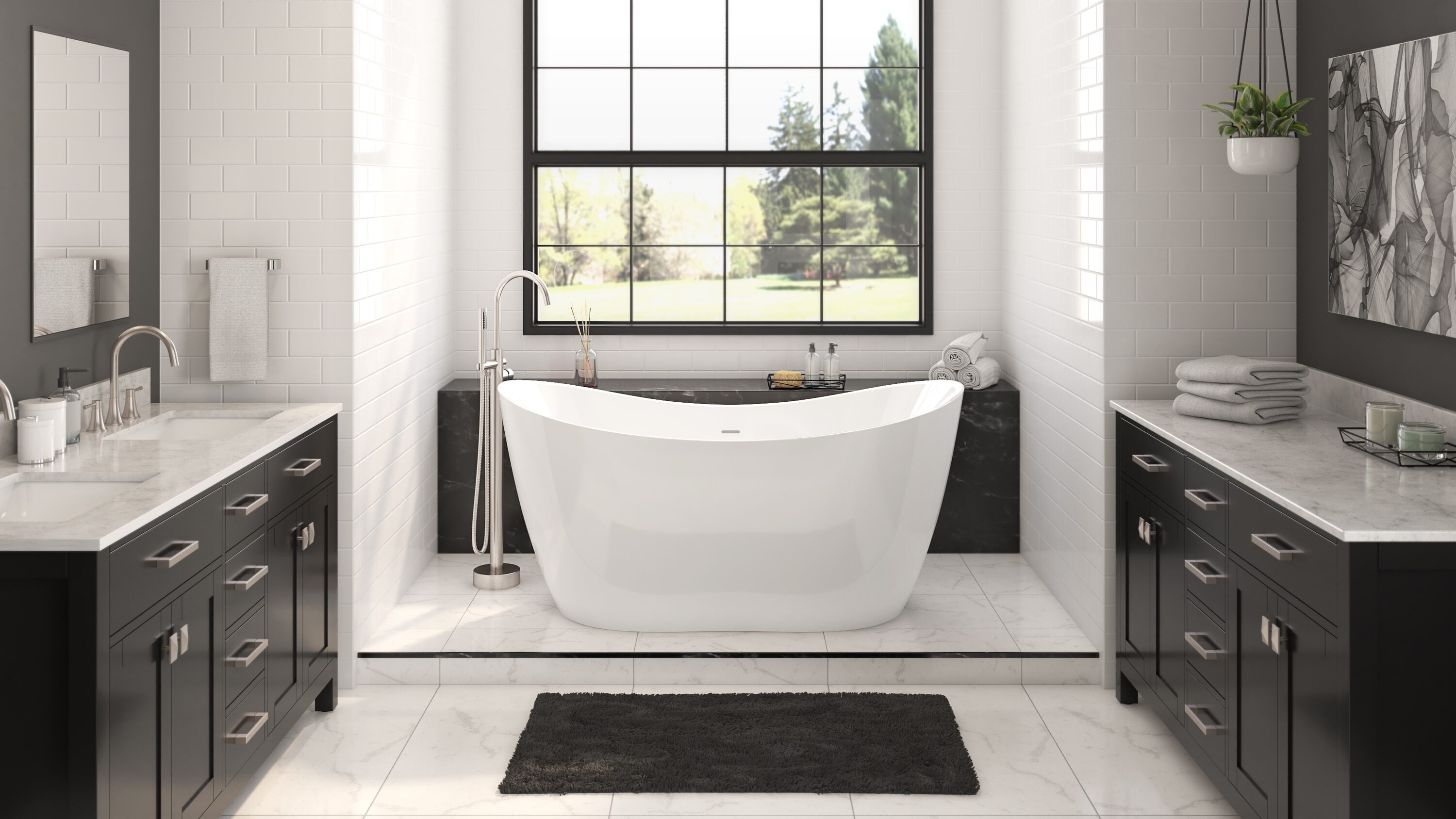 DreamLine Luna 29.13-in x 71-in White Acrylic Oval Freestanding Soaking Bathtub with Drain ( Center Drain )