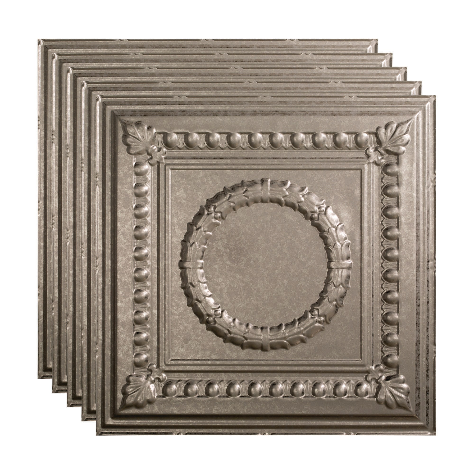 Fasade PL5730 2-ft x 2-ft Rosette Galvanized Steel PVC Drop Ceiling Tile ( 5 -Pack, 20-Sq. Feet / Case )