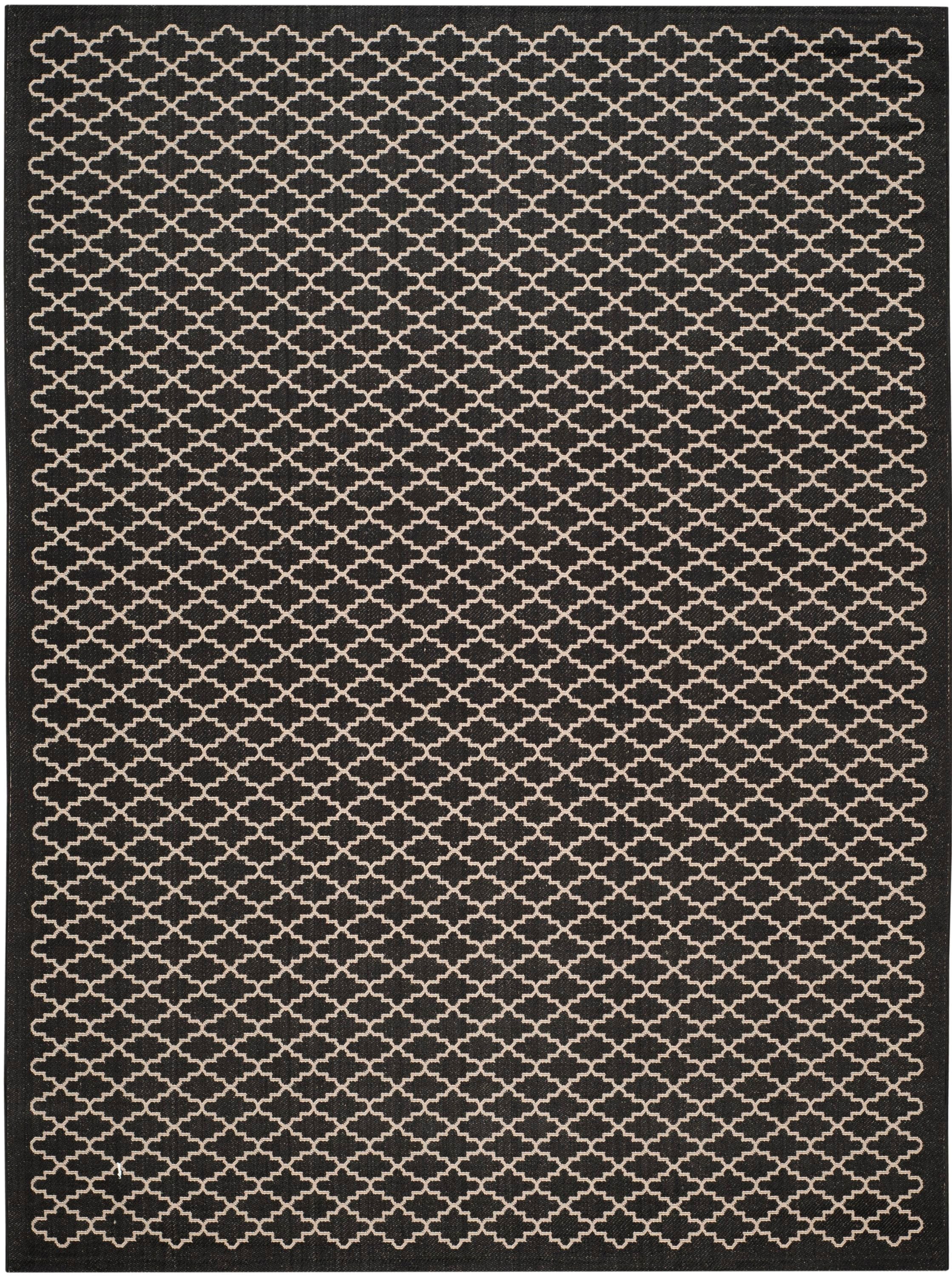 Safavieh CY6919-226-9 Courtyard Watling 9 x 12 (ft) Loomed Polypropylene Black/Beige Rectangular Indoor/Outdoor Trellis Area rug