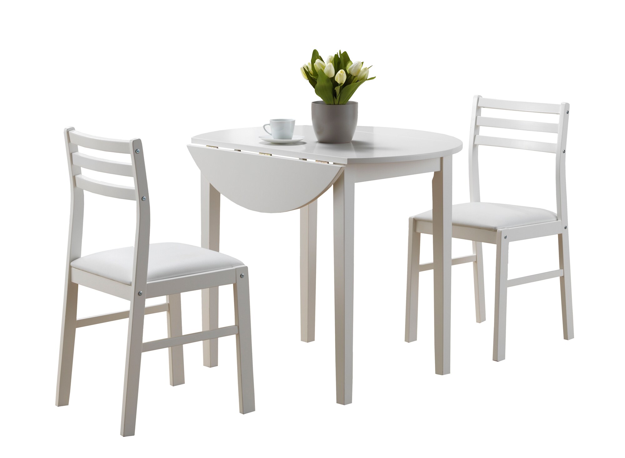 Monarch Specialties I 1008 White Transitional Dining Room Set with Round Table (Seats 2)