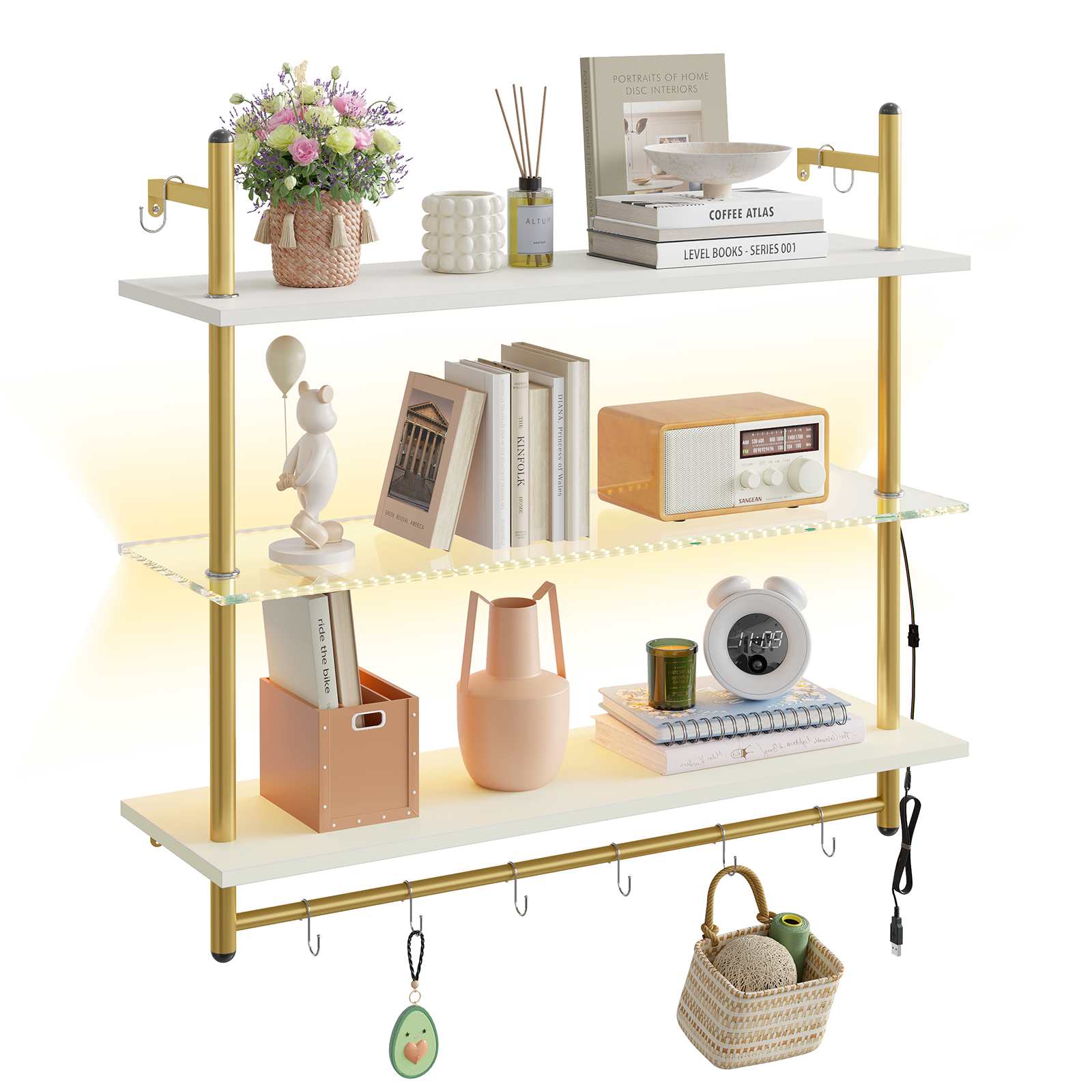 Bestier LOW-H100710A-WHT Wall-Mounted-Shelving - View #3