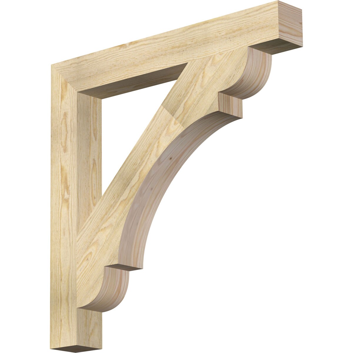 Ekena Millwork BKT04X32X32OLY05RDF Olympic block rough sawn 4-in x 32-in x 32-in Douglas fir Brown Wood Standard bracket