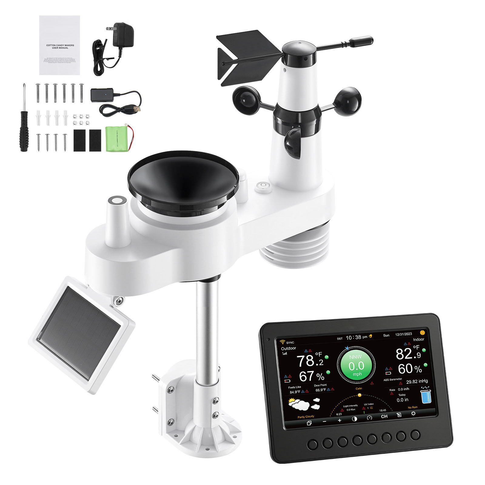 Mecale 7-in-1 Wi-Fi Digital Weather Station with 7-in TFT Display and Solar Outdoor Sensor