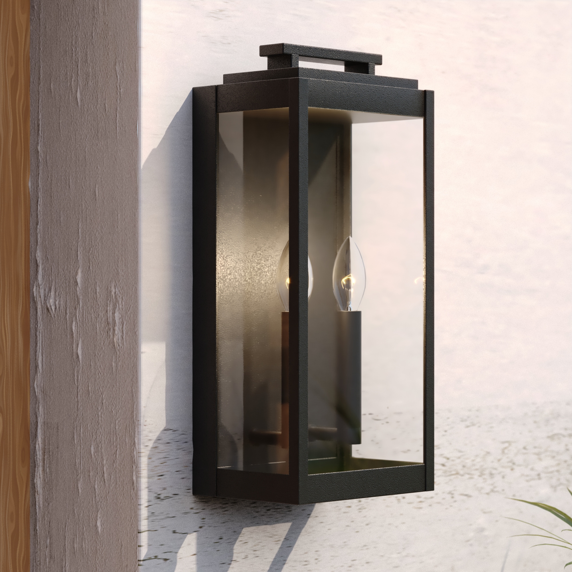 Cascadia T0706 Hampton 2 -Light 15.5-in H Black Hardwired Outdoor Wall Light