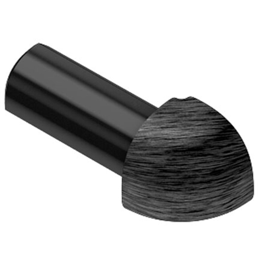 Schluter Systems EV/RO60AGSB Rondec 0.25-in W x 1-in L Brushed black anodized aluminum Aluminum Outside corner Tile Edge Trim