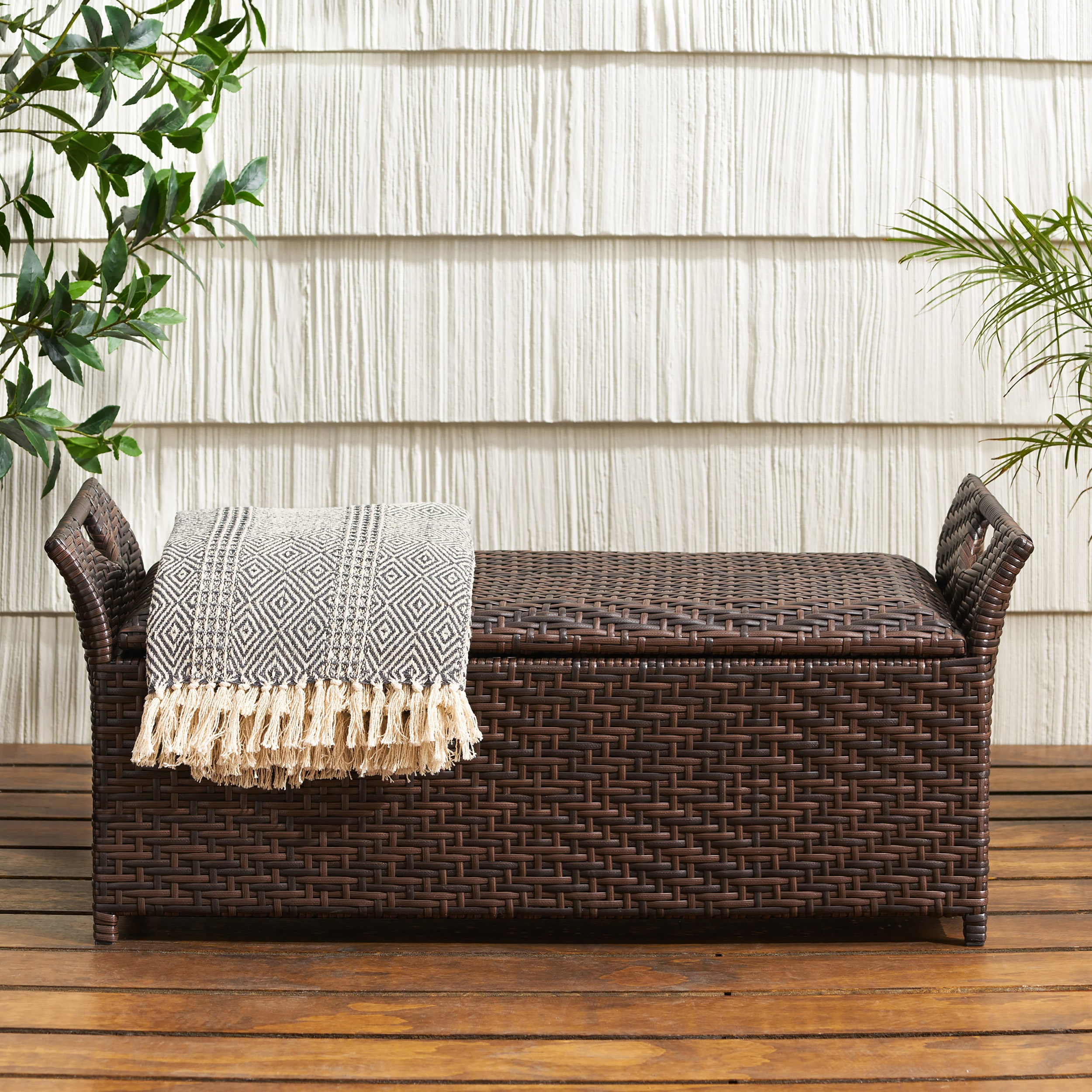 Moda Furnishings MD52555 GIGI 42-in W x 17.75-in H Brown Rattan Rattan Garden Bench