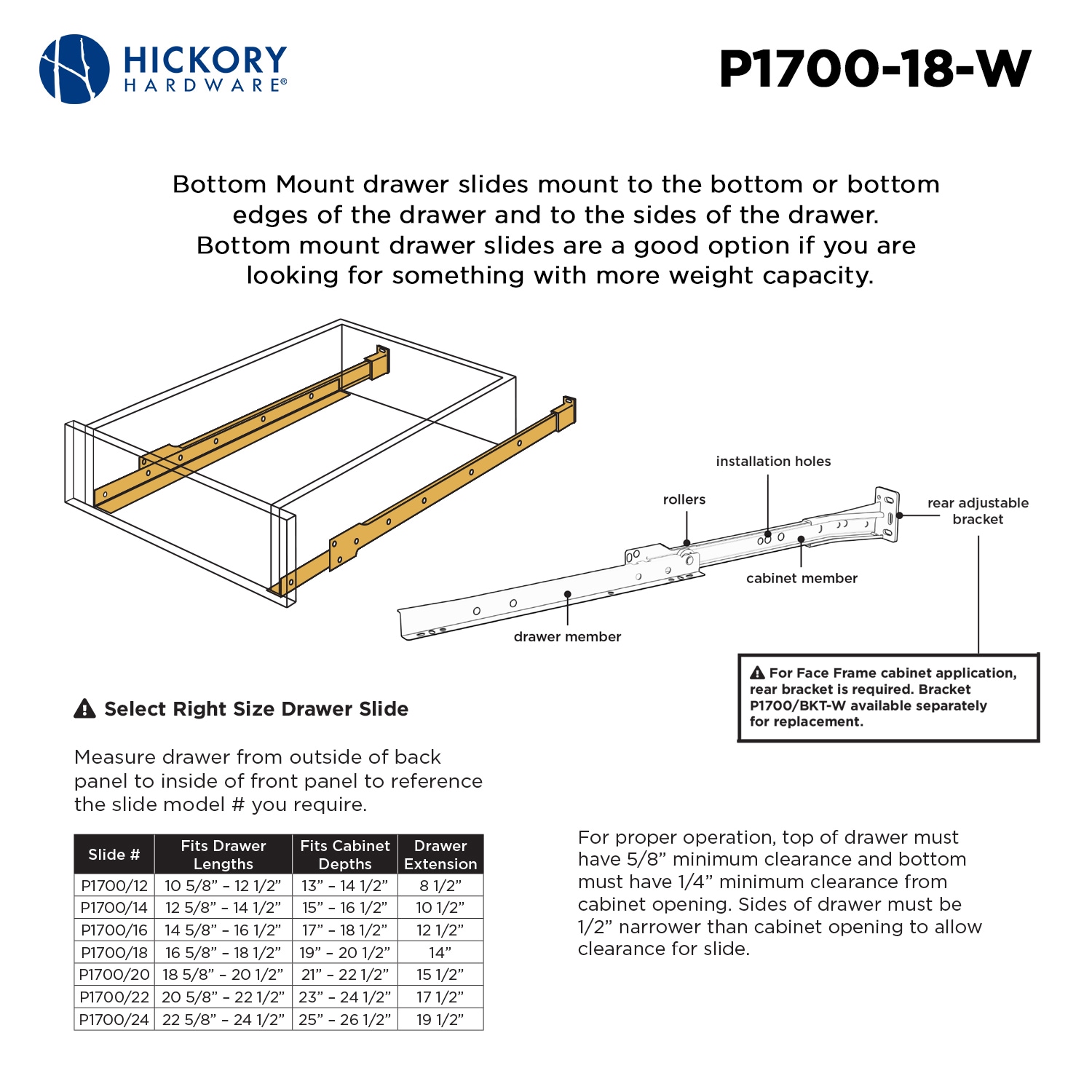 Hickory Hardware P1700/18-W-5B Drawer-Slides - View #5