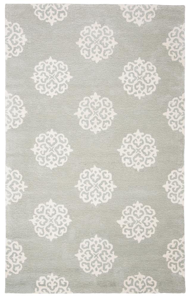 Grey and Ivory Hand-Tufted Wool Area Rug, 5' x 8'