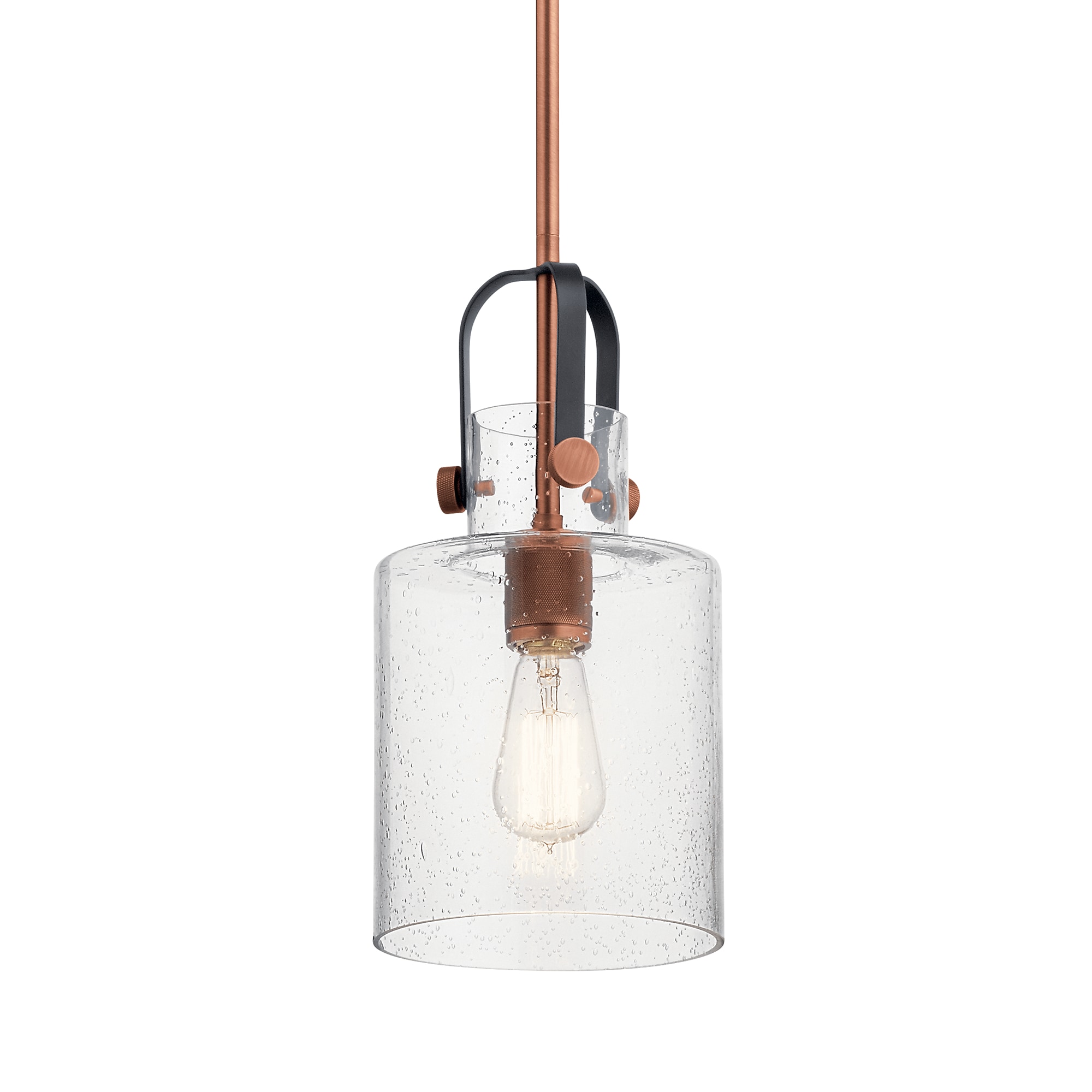 Kitner Vintage Glass & Antique Copper 1-Light Pendant