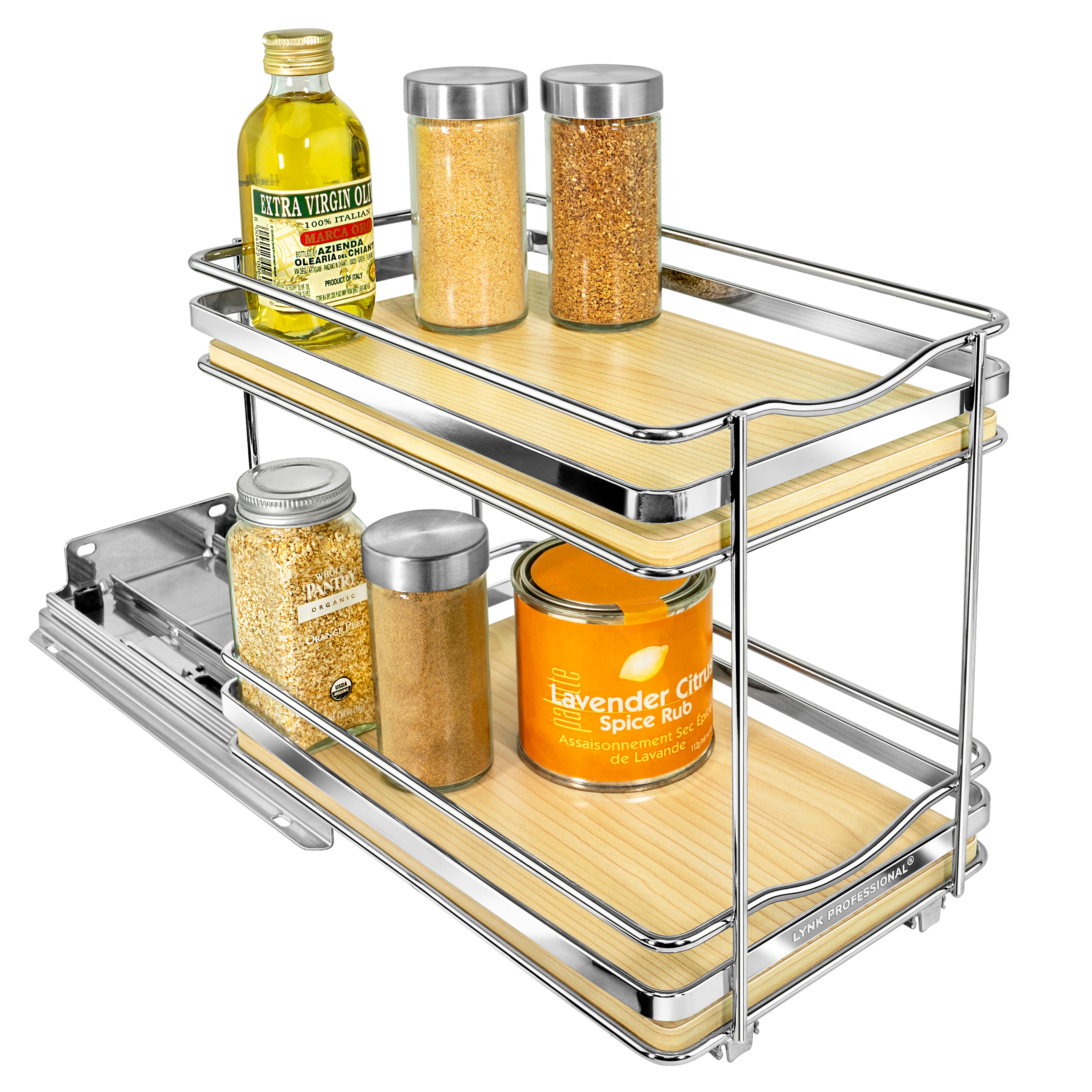 19 x 13 Inches Spice Drawer Organizer, 4 Tier Clear Acrylic Expandable  In-Drawer Seasoning Jars Rack, Kitchen Drawer Spice Insert Tray for