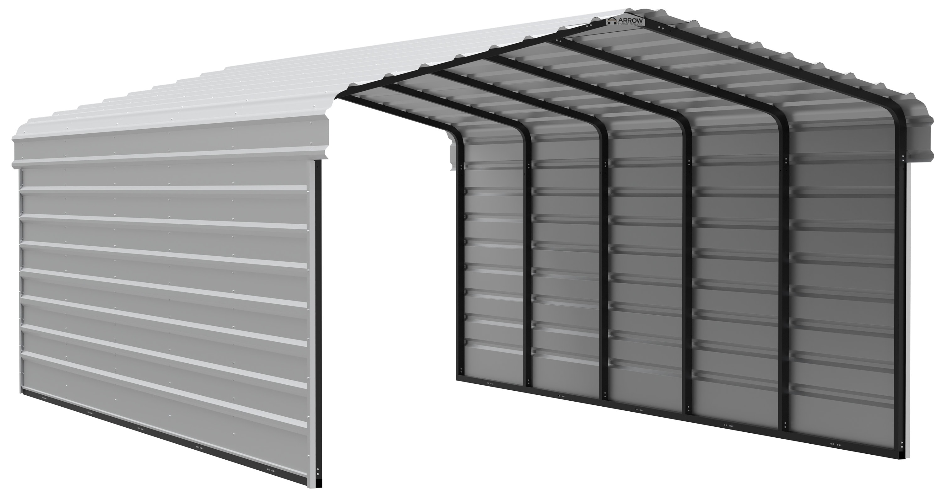 Arrow CPH122407ECL2 12-ft W x 24-ft L x 7-ft H Eggshell Metal Carport with Metal Roof