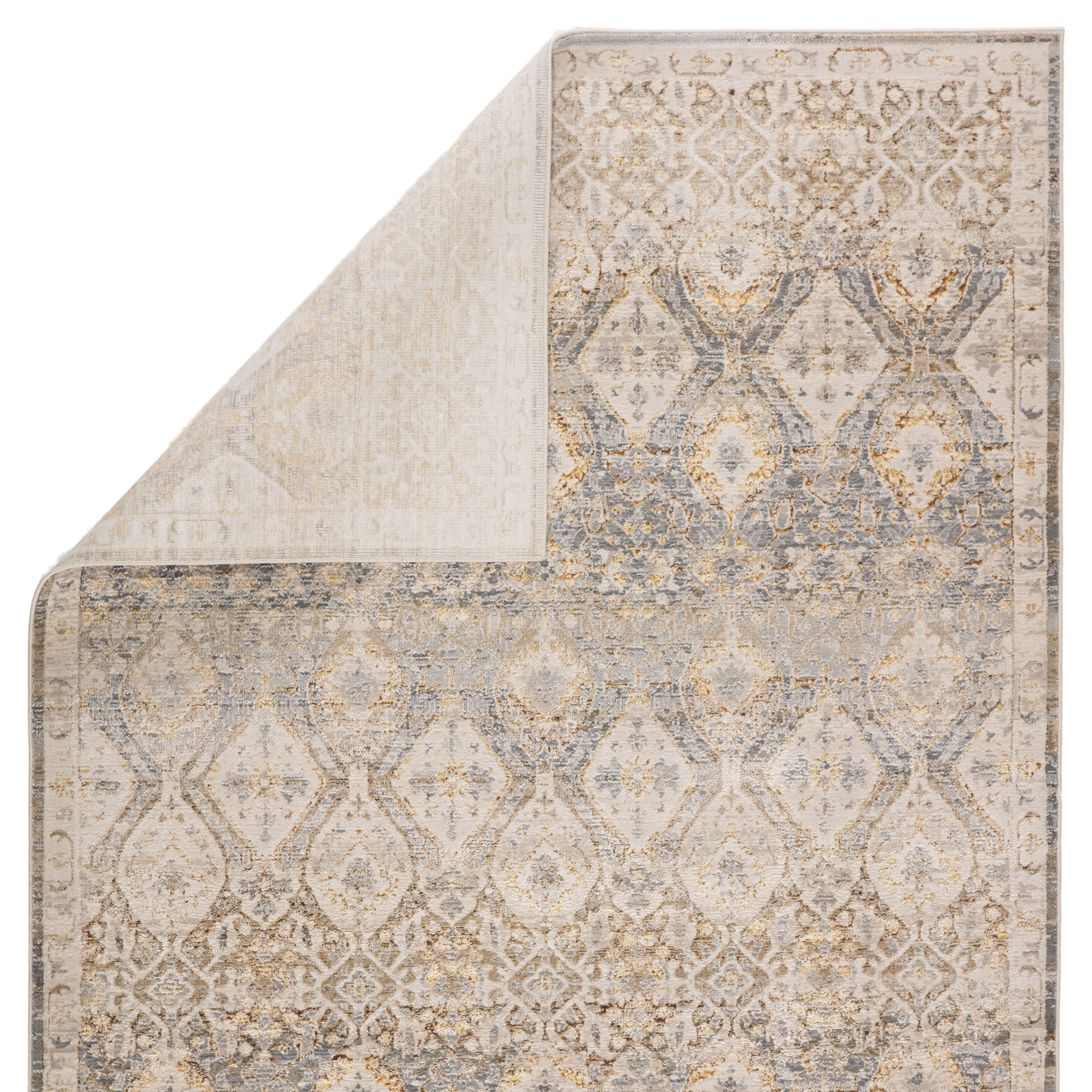 Gray and Gold Reversible Rectangular Viscose Area Rug