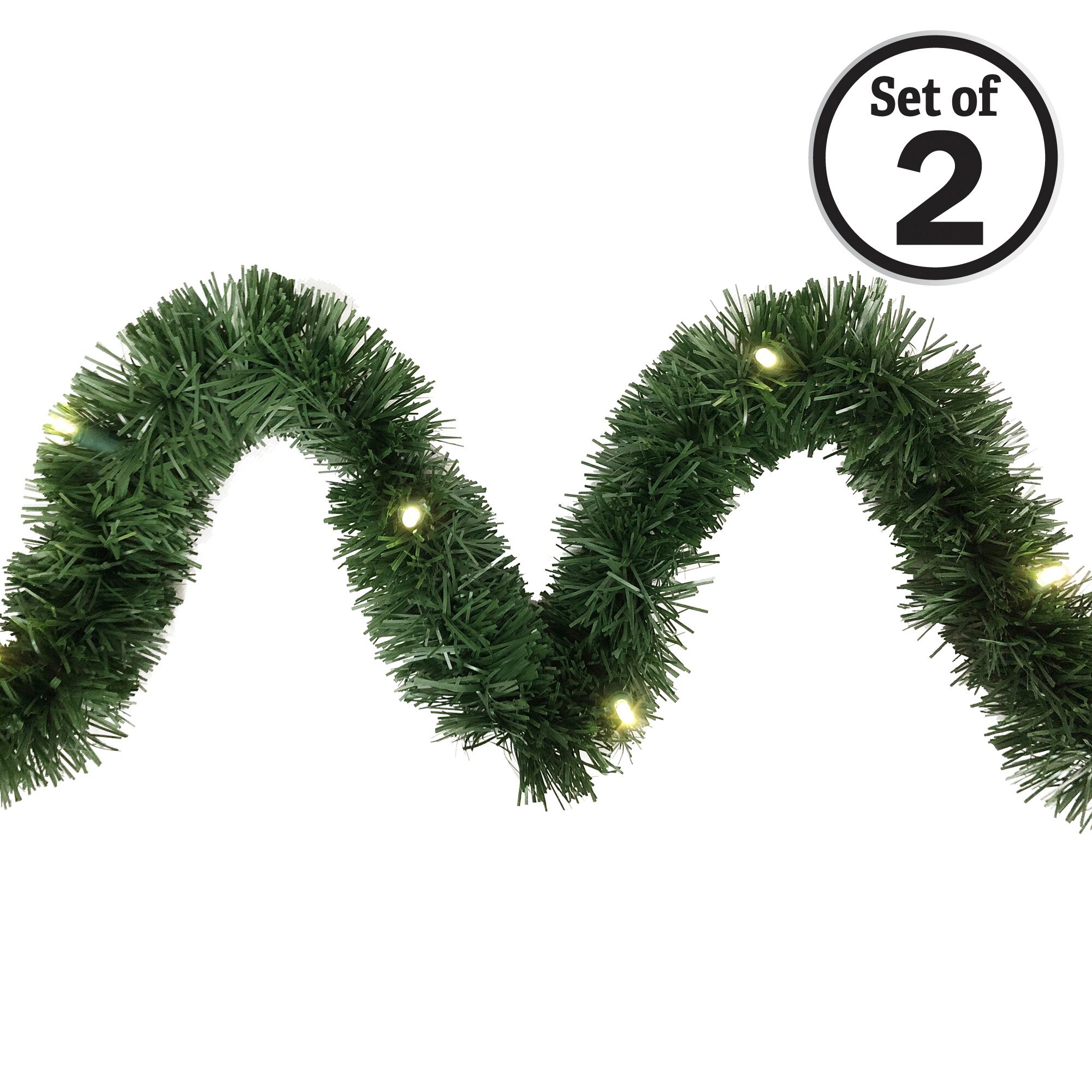 Brite Star 74-442-20 Indoor/Outdoor Pre-lit Battery-operated 36-Feet Pine Artificial Garland with White LED Lights