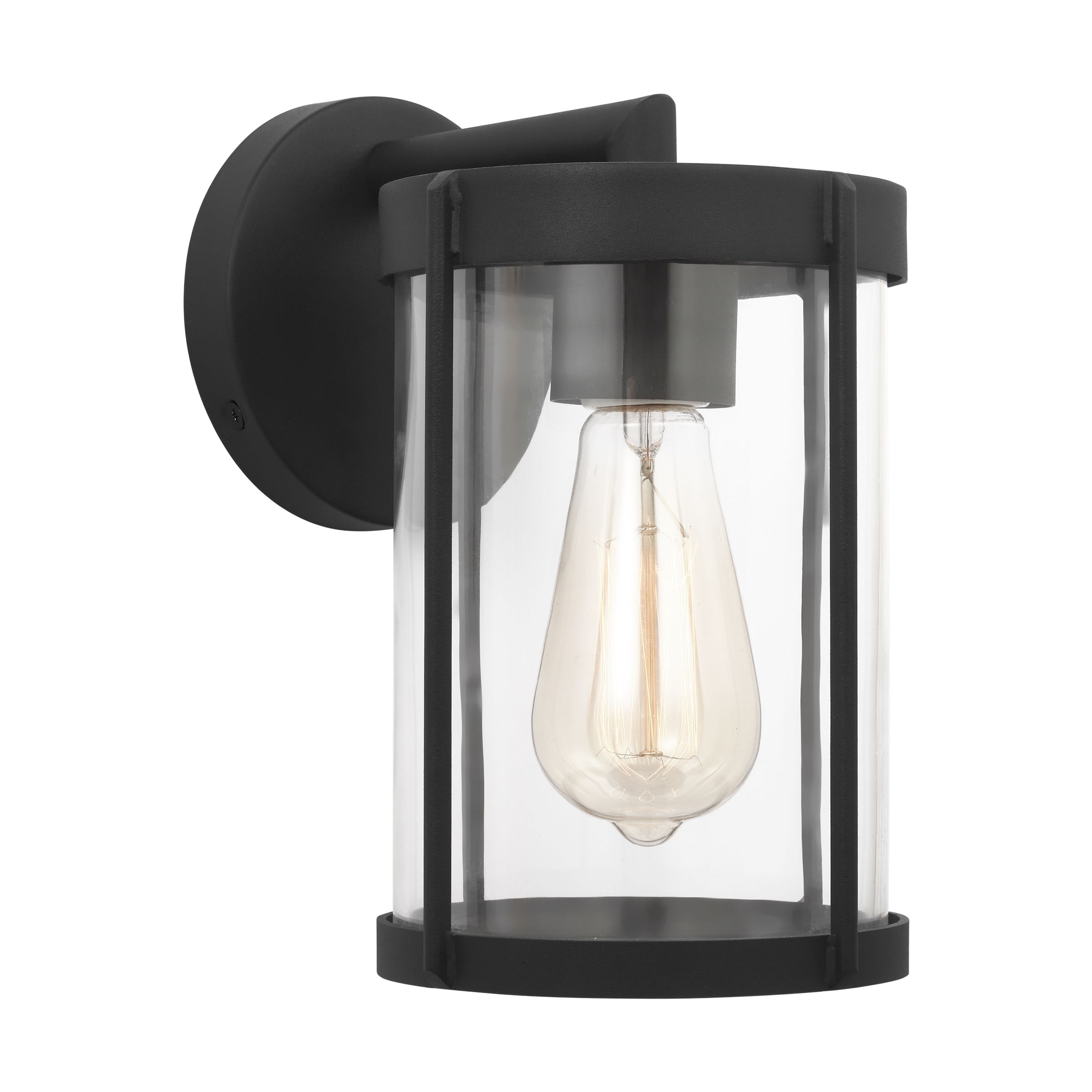 Generation Lighting GLO1091C-TXB Luning 1 -Light 10-in H Polished Black Hardwired Outdoor Wall Light