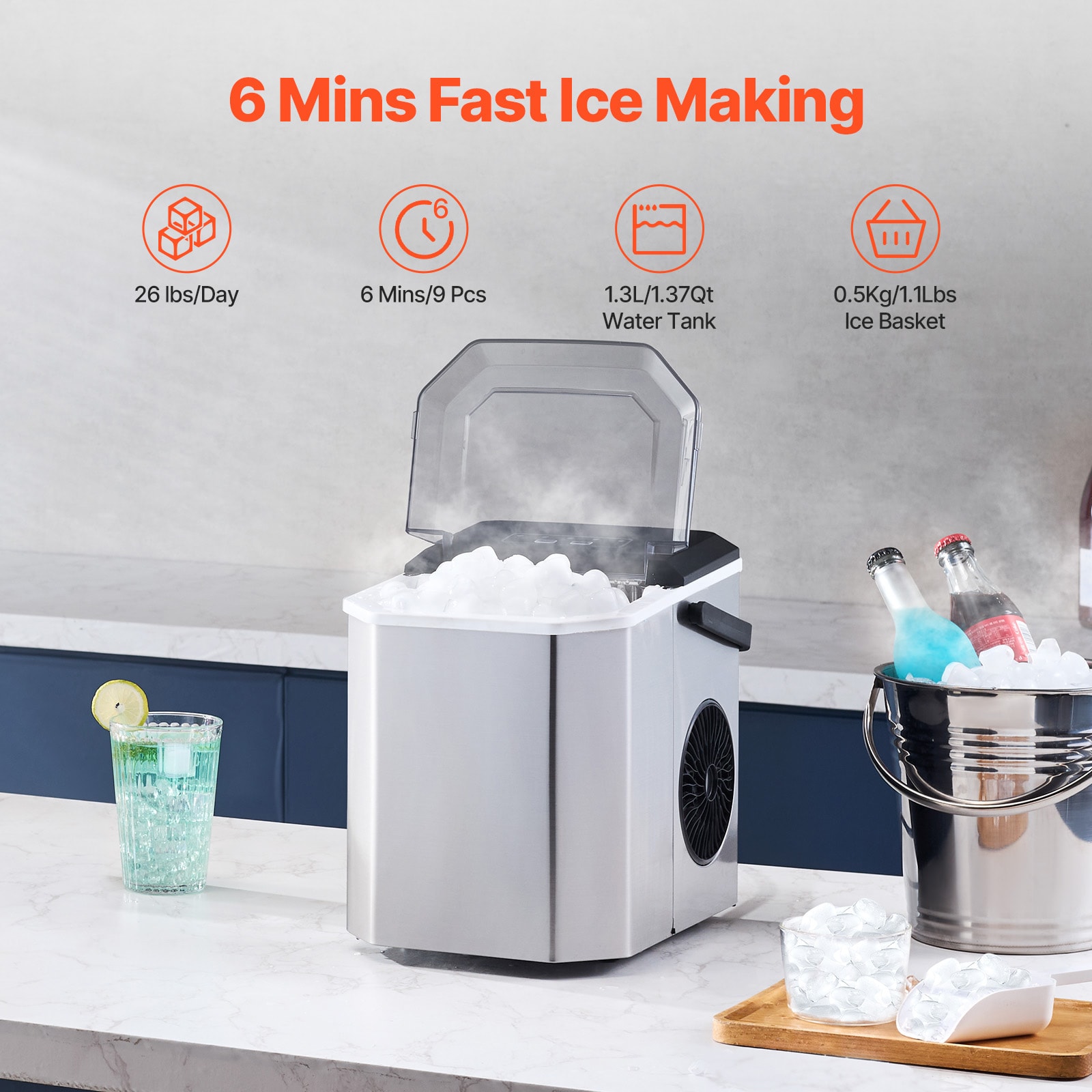 VEVOR ZDBTMSZB26LBSRXBCV1 Ice-Makers - View #3