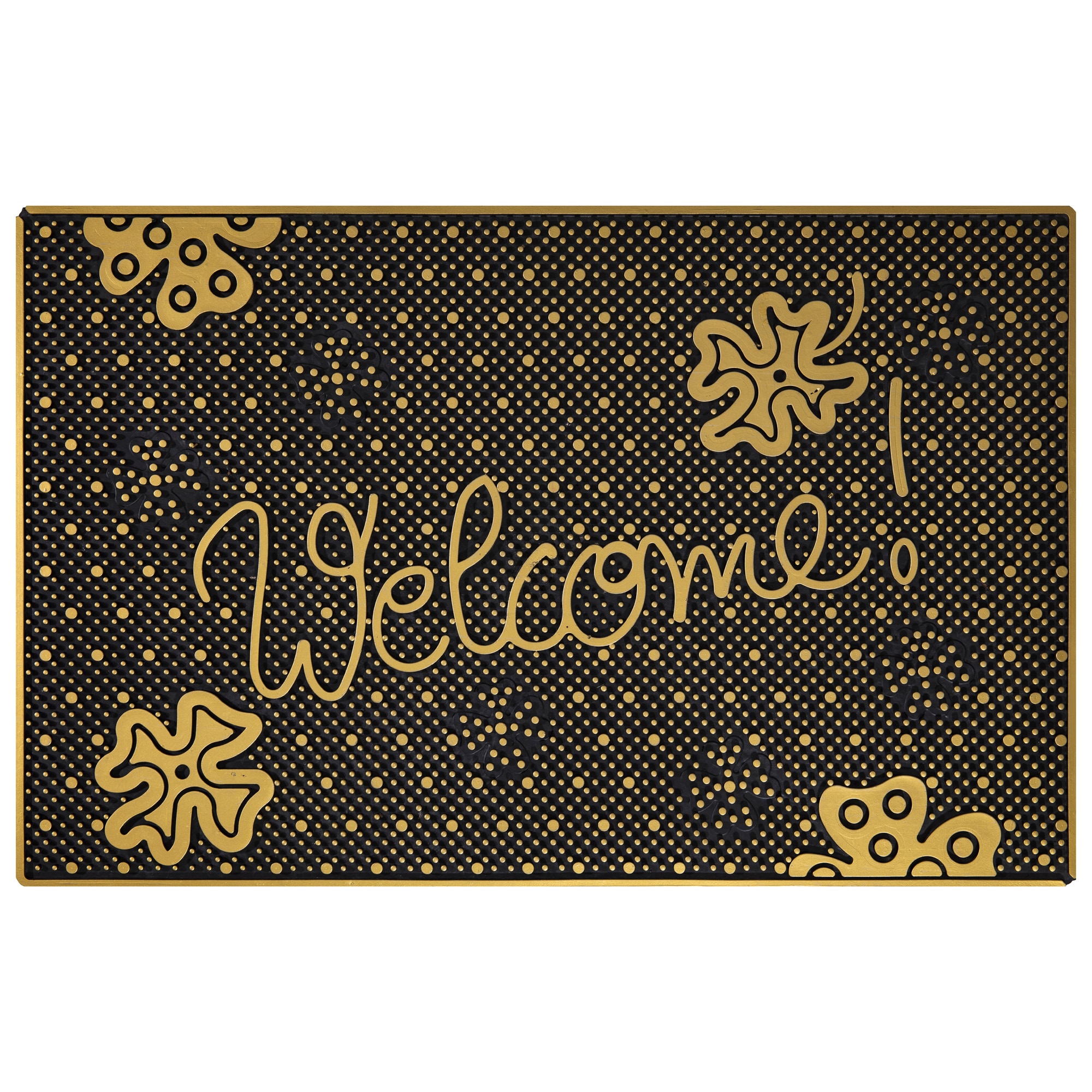 Ottomanson RD2011-18X28 2-ft x 3-ft Gold Rubber Rectangular Indoor or Outdoor Decorative Welcome Door Mat