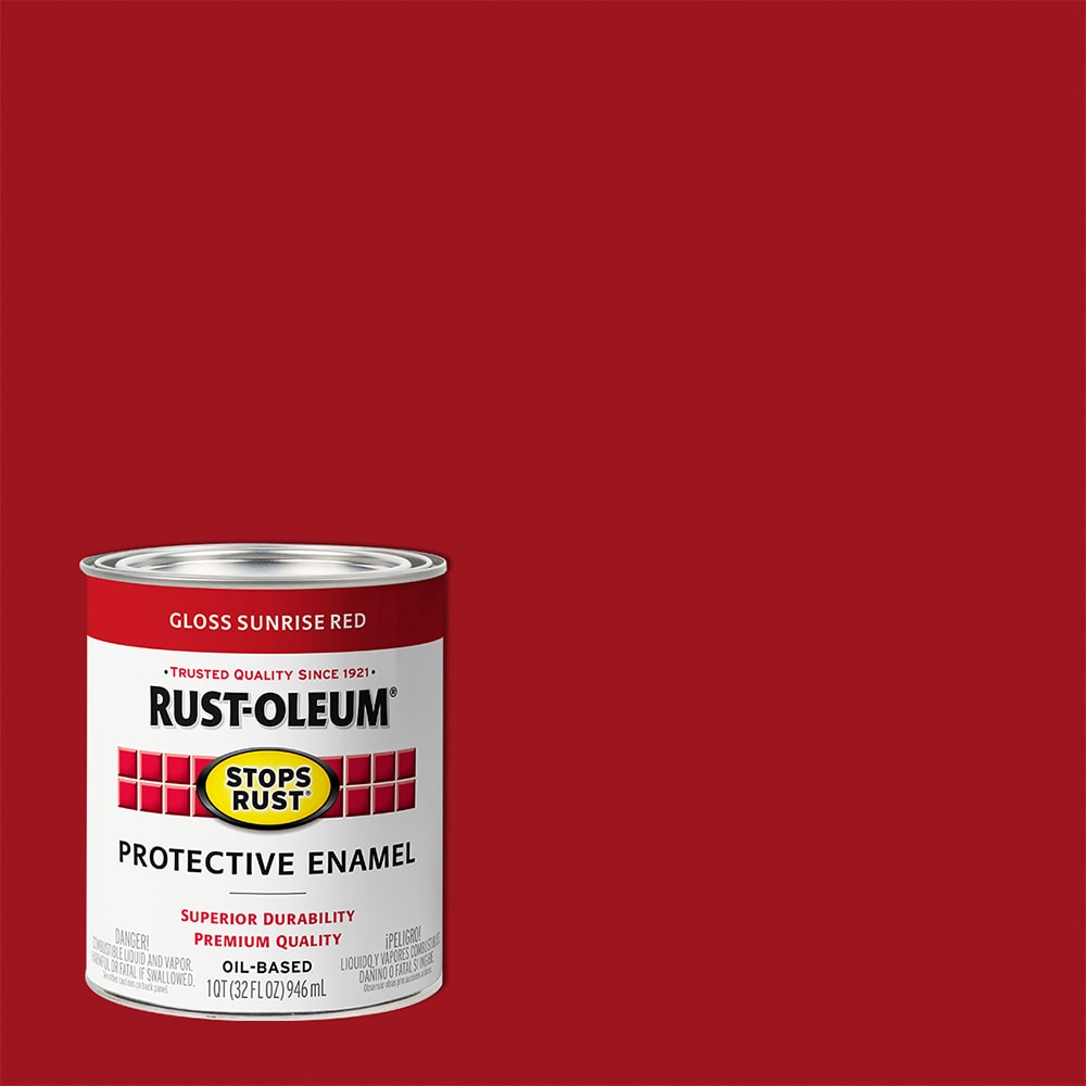 Rust-Oleum 353581 Stops Rust Gloss Sunrise Red Interior/Exterior Oil-based Industrial Enamel Paint ( 1-quart )