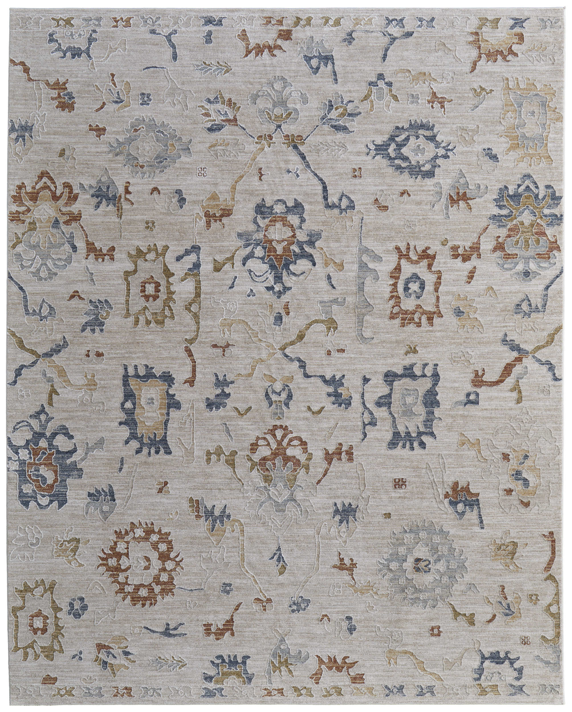 Room Envy PASR39M8IVYMLTI02 2 x 8 (ft) Loomed Polyester Ivory/Blue/Gold Rectangular Indoor Floral/Botanical Runner rug