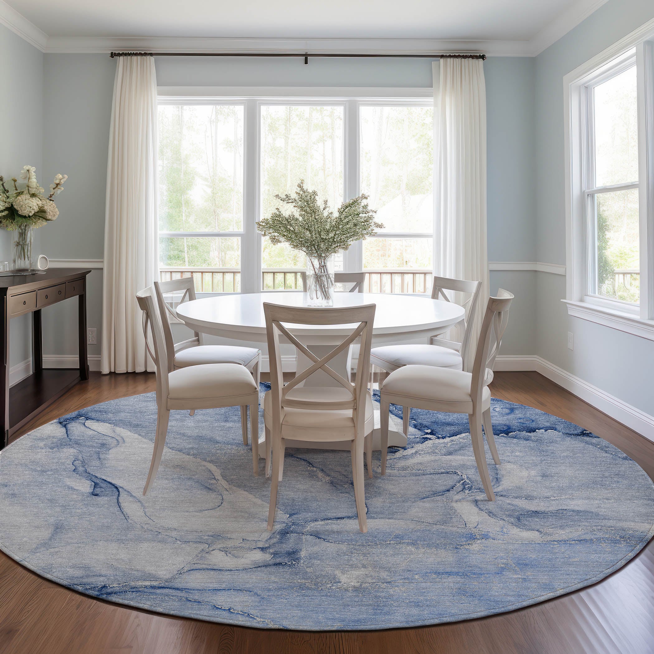 Addison Rugs ACN516NA8RO Chantille ACN516NA 8 x 8 (ft) Polyester Navy Round Indoor/Outdoor Abstract Machine washable Area rug
