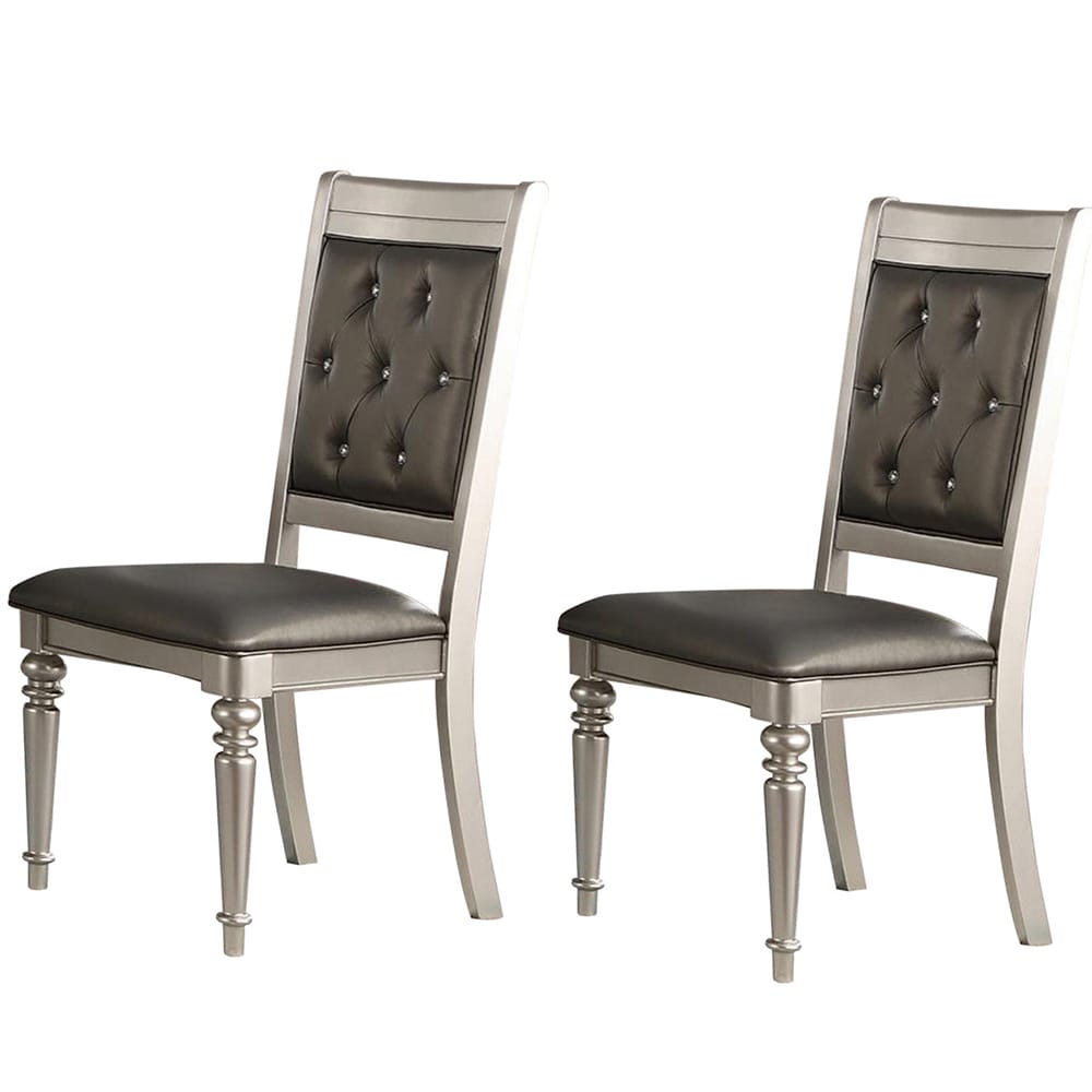 Benzara BM171541 Set of 2 Faux Leather Upholstered Side Chair (Wood Frame)