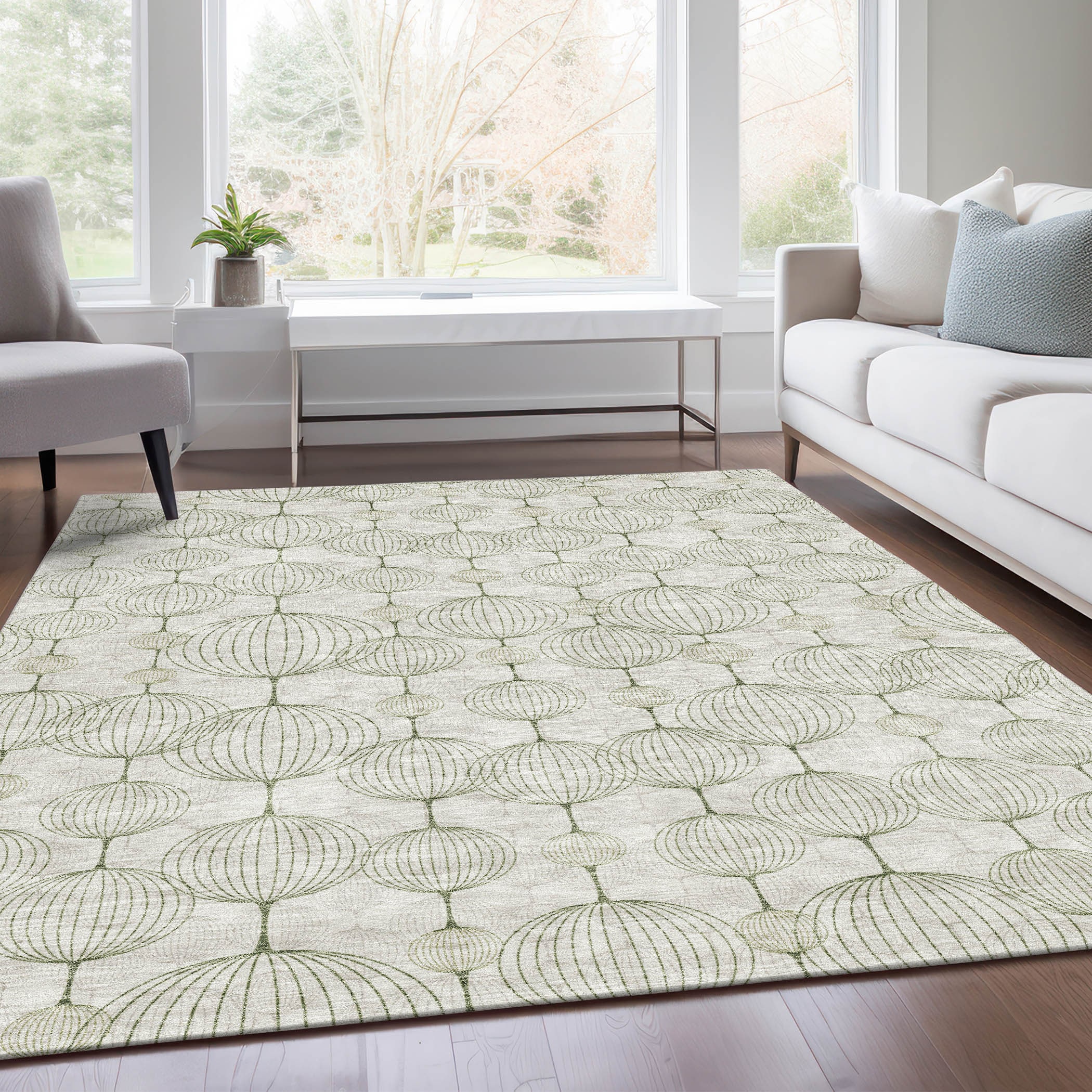 Addison Rugs ACN732GE8X10 Chantille ACN732GE 8 x 10 (ft) Polyester Green Rectangular Indoor/Outdoor Geometric Machine washable Area rug