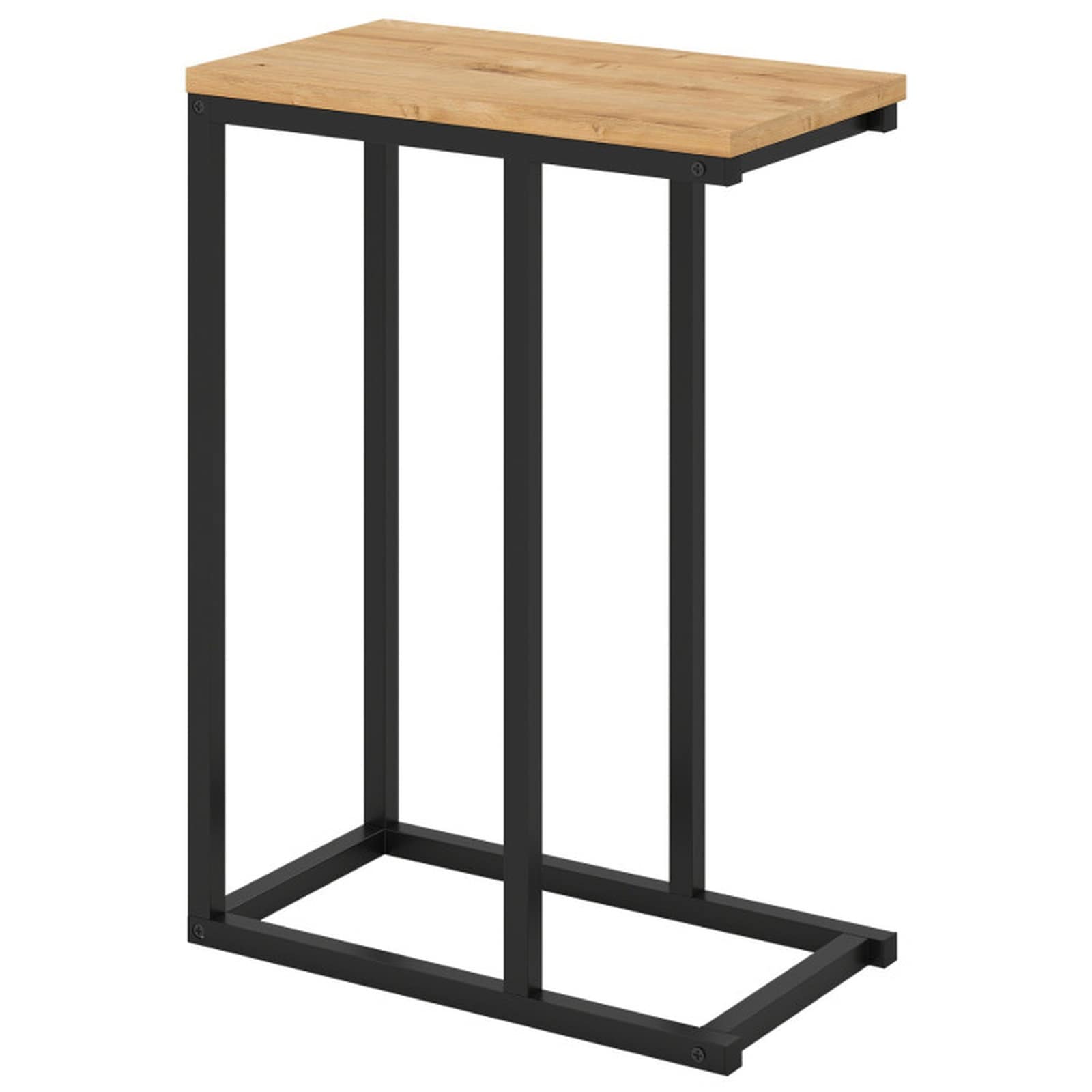 SUGIFT - 18-in x 10-in x 25-in C-Shaped End Table Slide-Under Sofa Side Table with Sturdy Metal C...