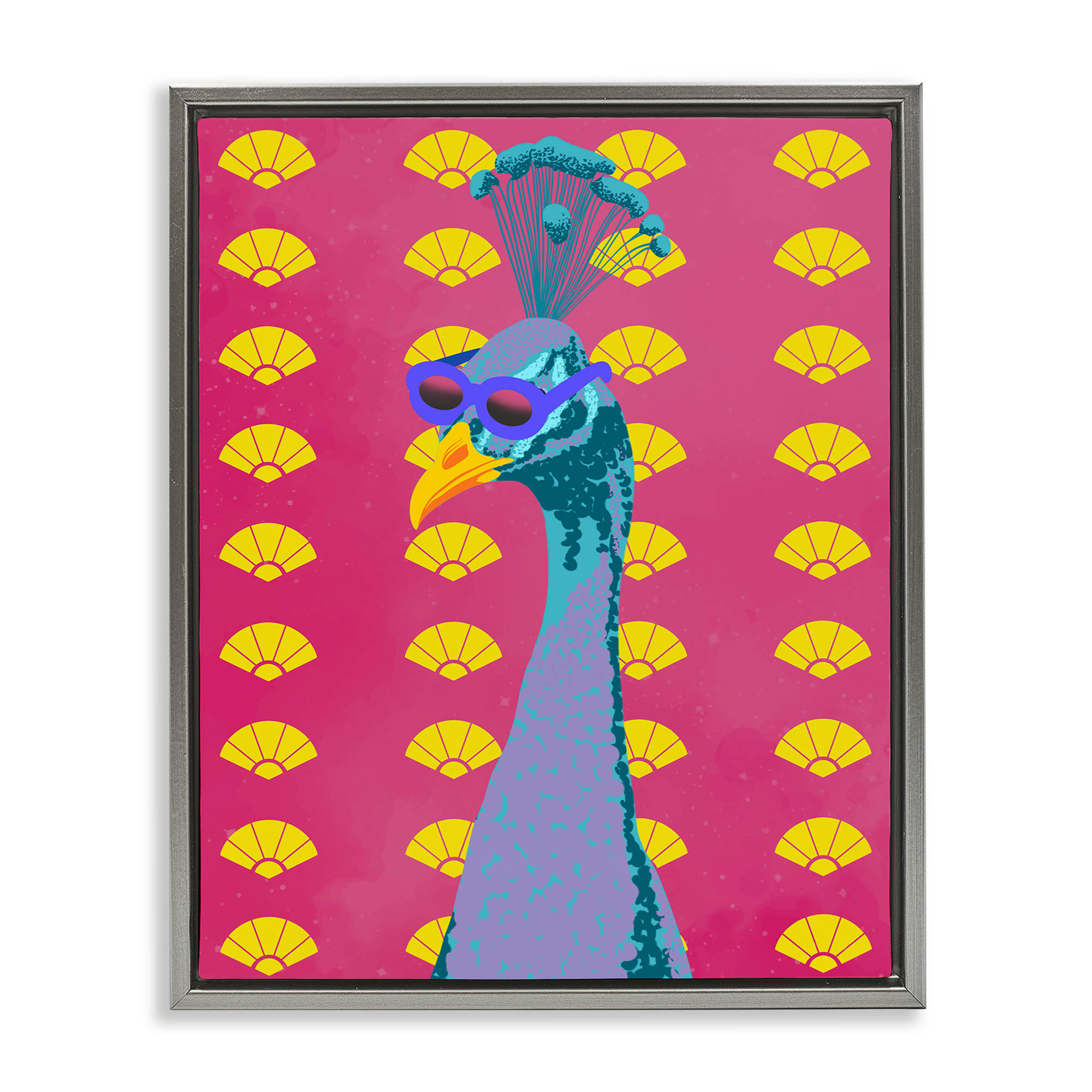 Stupell Industries BS-073-FFL-24X30 Vibrant Mod Peacock Floating Frame design by Marcus Prime