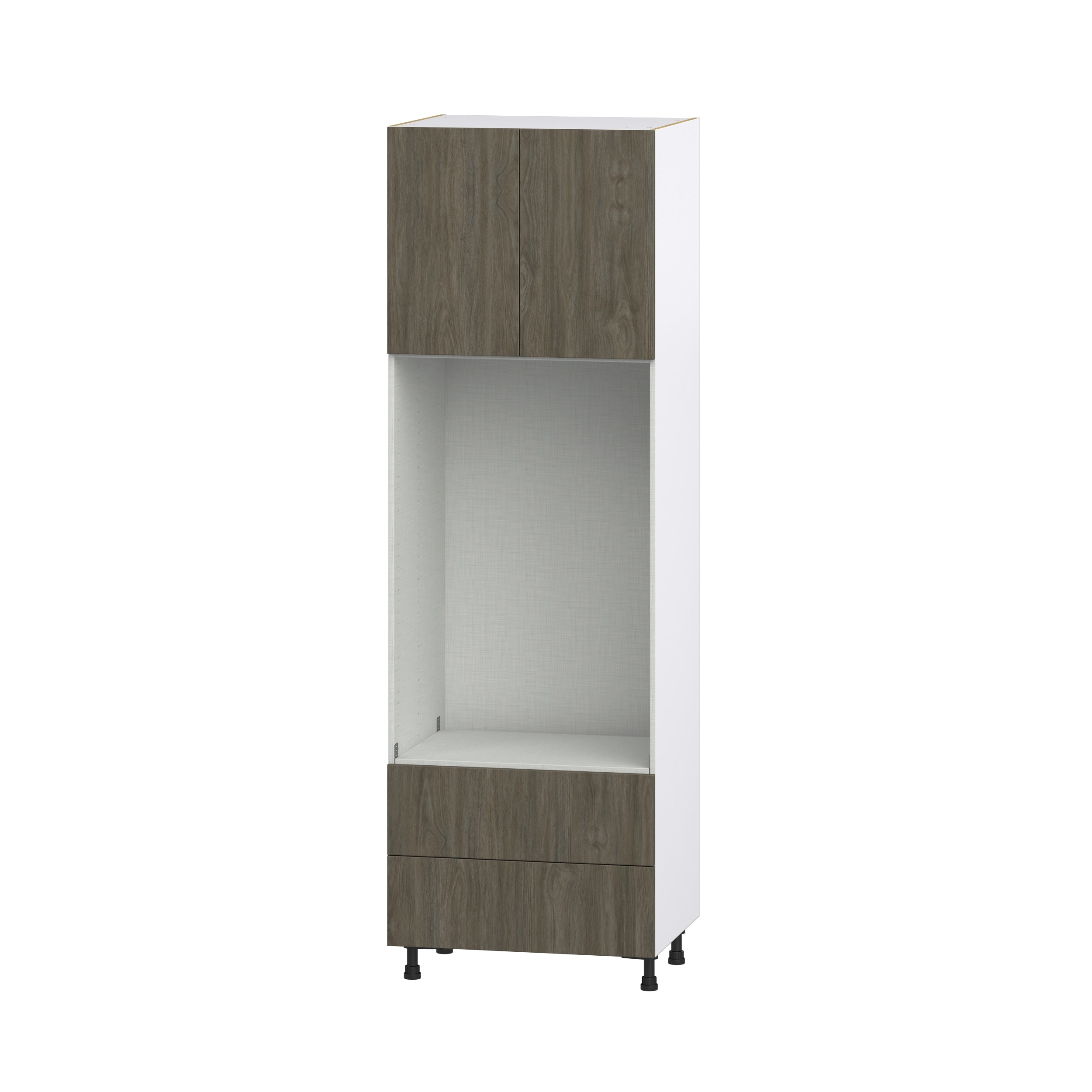 Hugo&Borg DSTMO2DA3094.5-SA Savane 30-in W x 94.5-in H x 24-in D Textmel 2 -Drawers Microwave Pantry Fully assembled Cabinet (Flat Panel Slab)