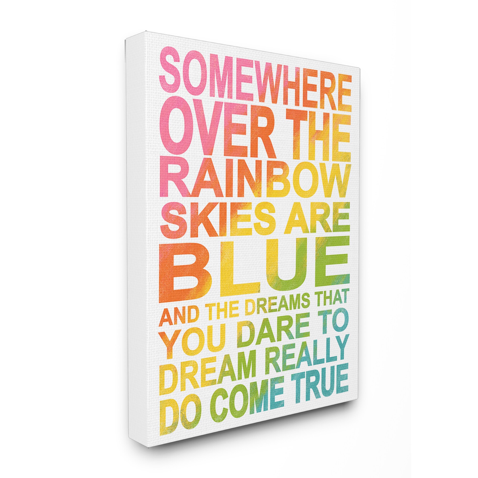 Stupell Industries BRP-1760-CN-16X20 Somewhere Over Rainbow Ombre Typog Artist 20-in H x 16-in W Print on Canvas