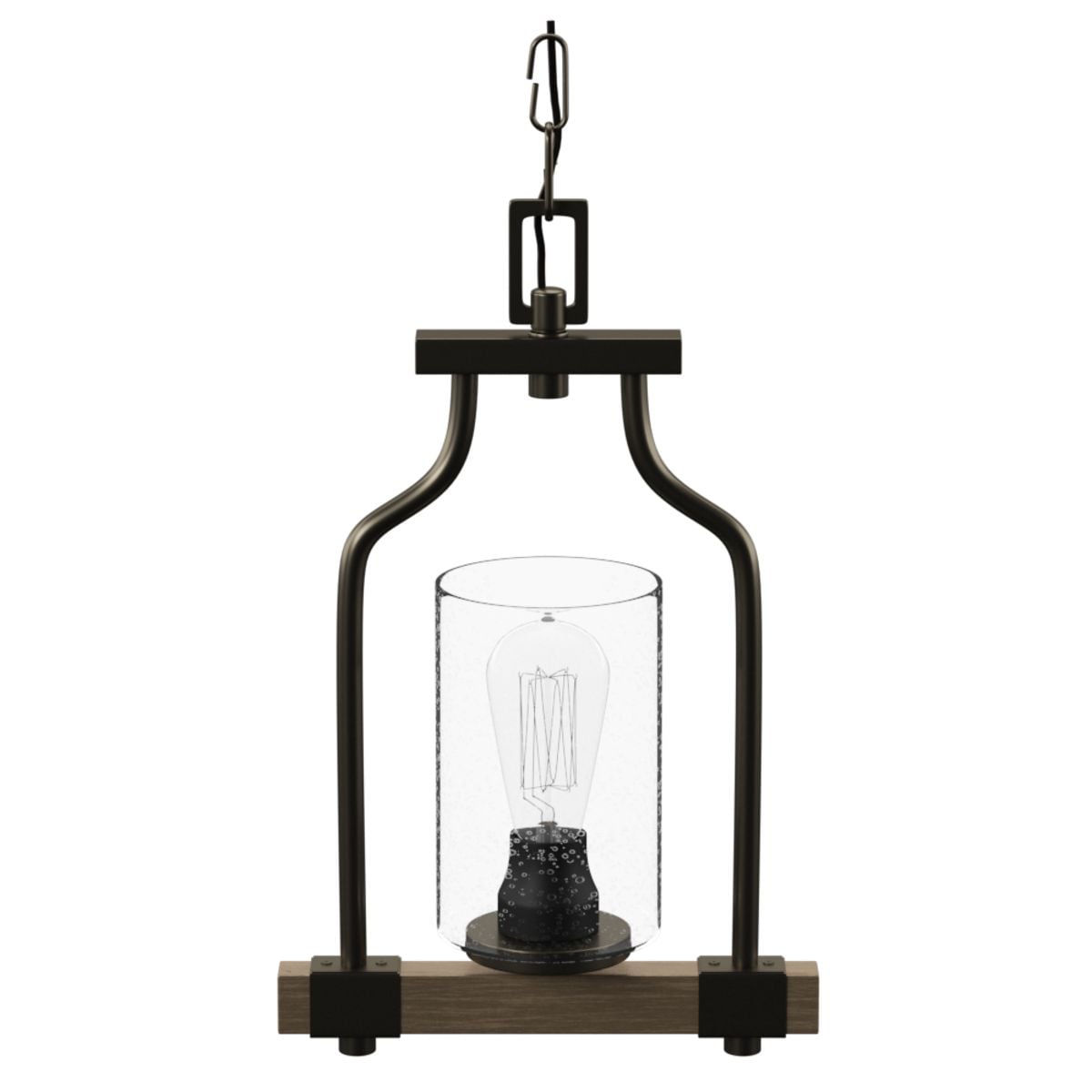 Barnes Mill Antique Bronze Mini Pendant with Seeded Glass Shade