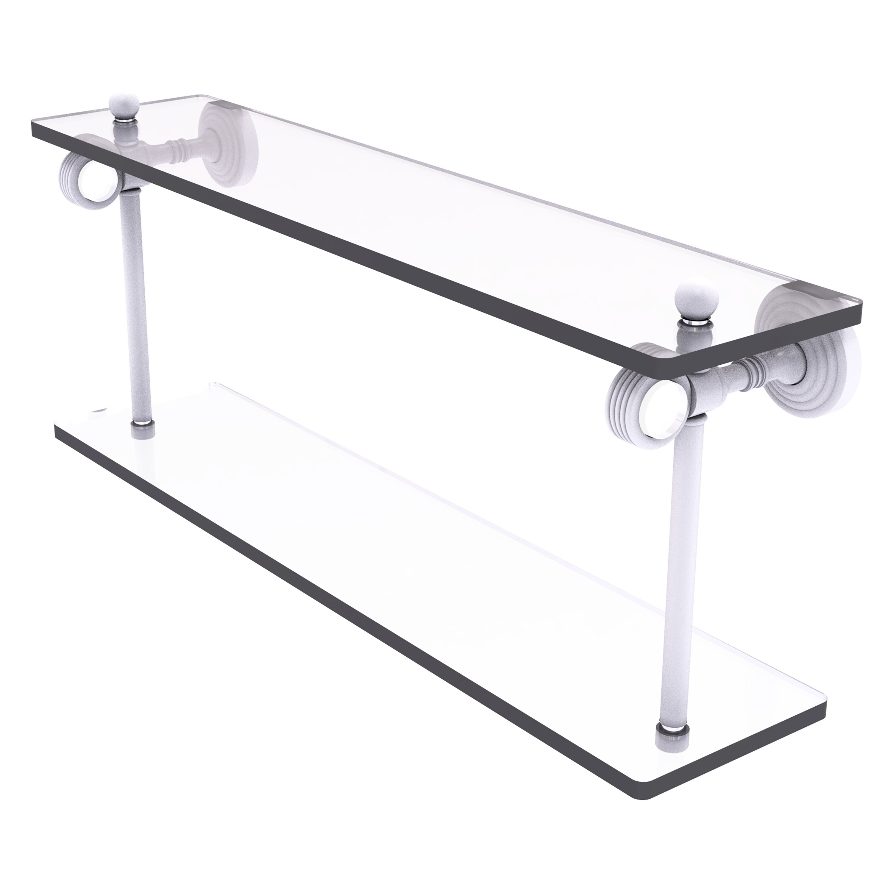 Allied Brass PG-2G-22-WHM Pacific Grove Matte White 2 -Tier Wall mount Bathroom Shelf ( 22-in x 9.3-in x 5-in )