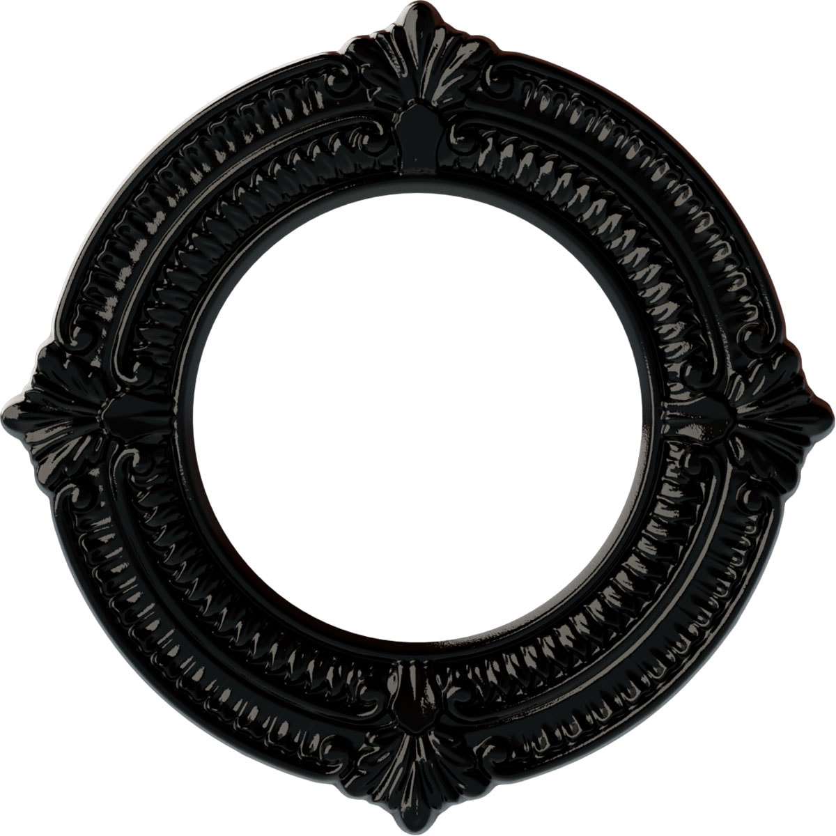 Ekena Millwork CM11BNBPS Benson 11.125-in W x 11.125-in L Painted Black Pearl Polyurethane Whole Ceiling Medallion