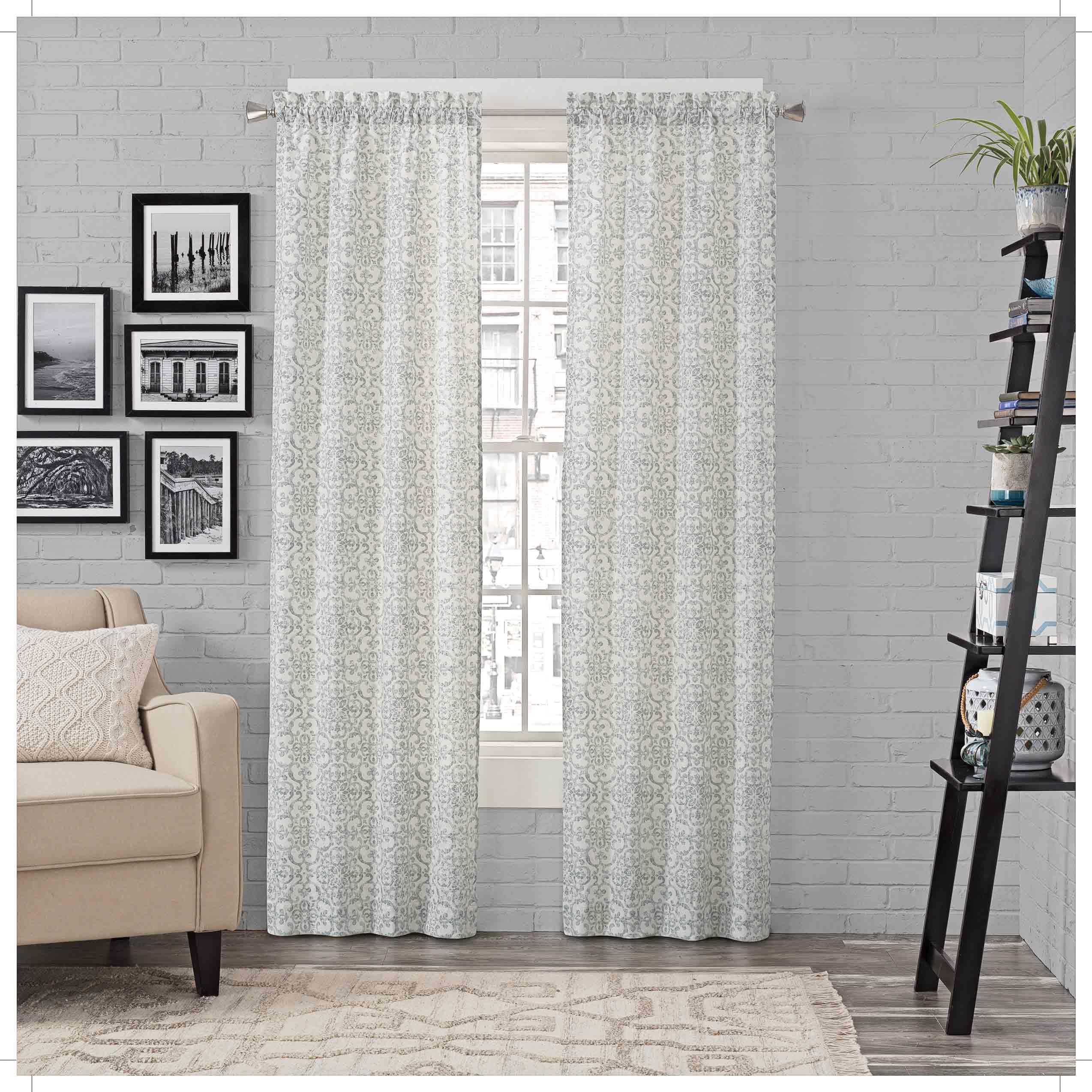 Pairs To Go 84-in Spa Geometric Light Filtering Rod Pocket Curtain ...