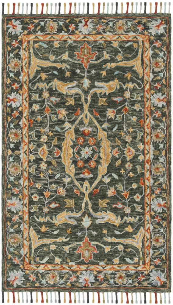 Safavieh APN116X-5 Aspen Barrie 5 x 8 (ft) Tufted Wool Olive/Rust Rectangular Indoor Floral/Botanical Farmhouse/Cottage Area rug