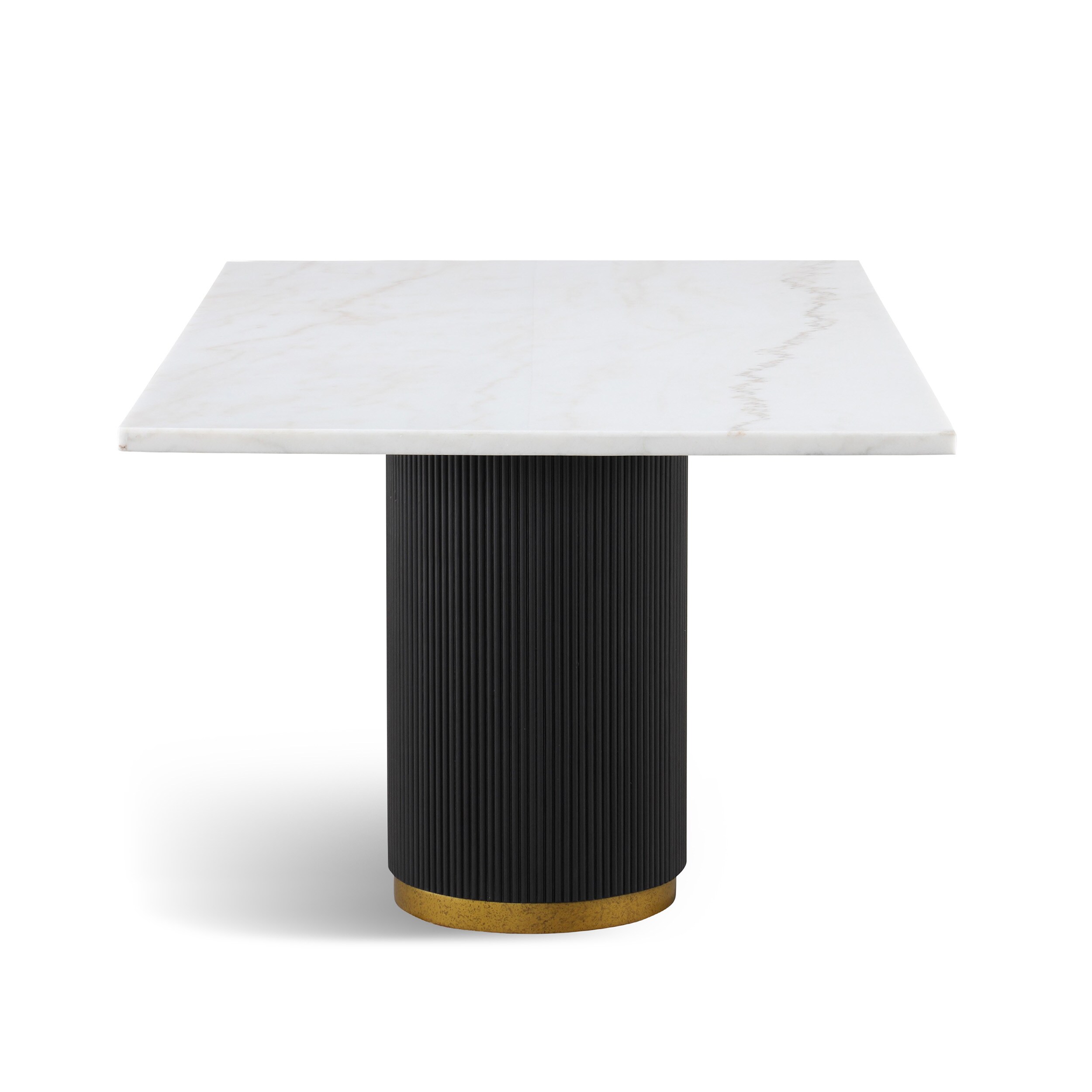 Modern Black and White Marble Top Dining Table with Gold Trim