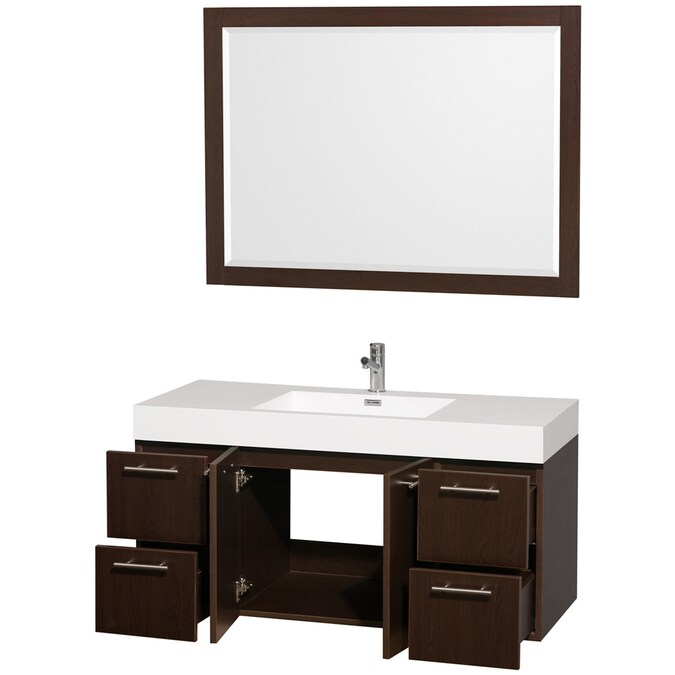Espresso Single Sink Bathroom Vanity, 47 Bathroom Vanity Sink Cabinet