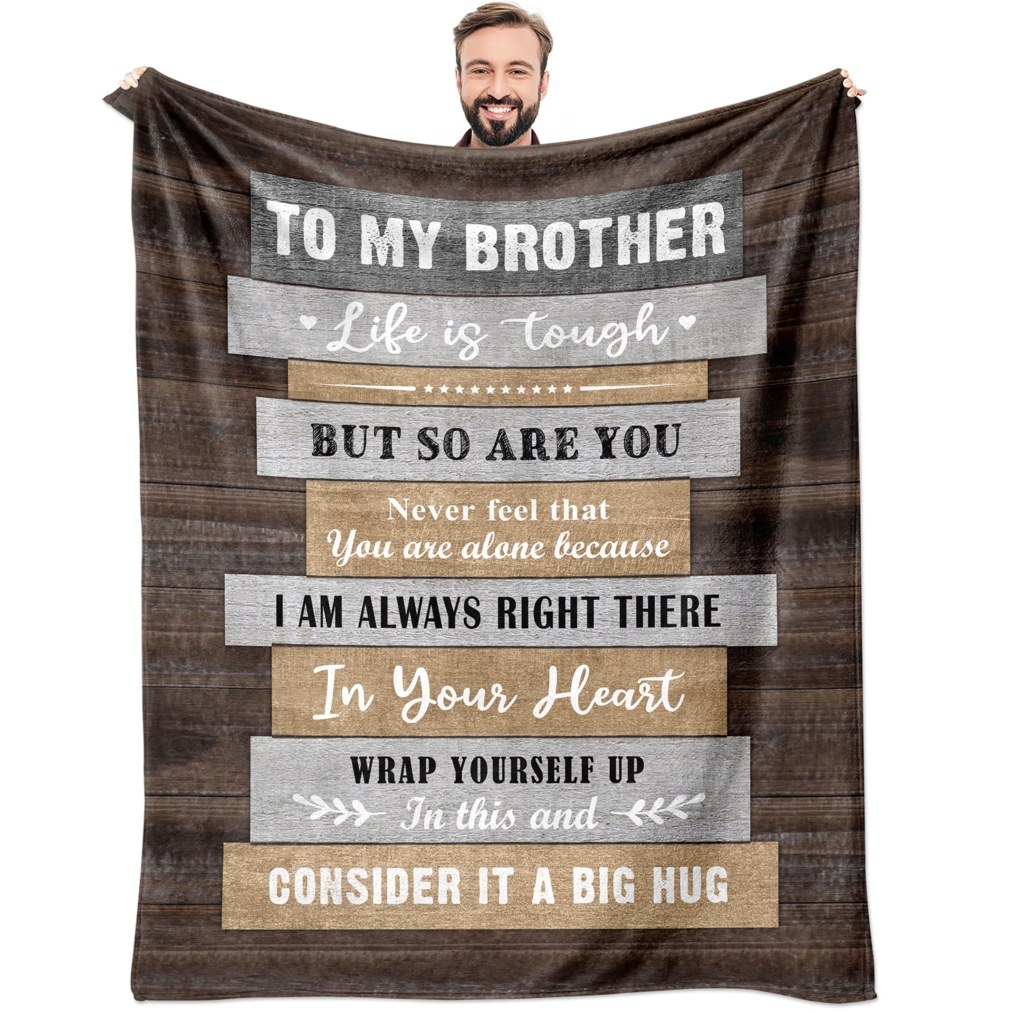Vrbgify  Brother Gift Blanket 60x50 Inch Soft Throw for Birthday Christmas Graduation Fathers Day from Sister Family for Adult Brothers