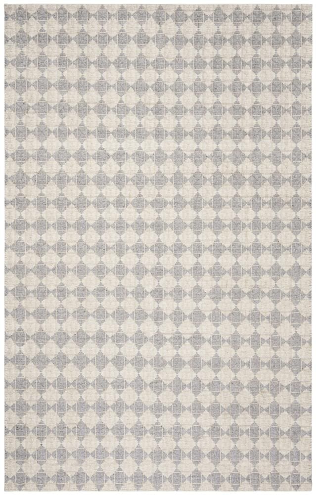 Ivory and Silver Hand-Tufted Wool Area Rug, 5' x 8'