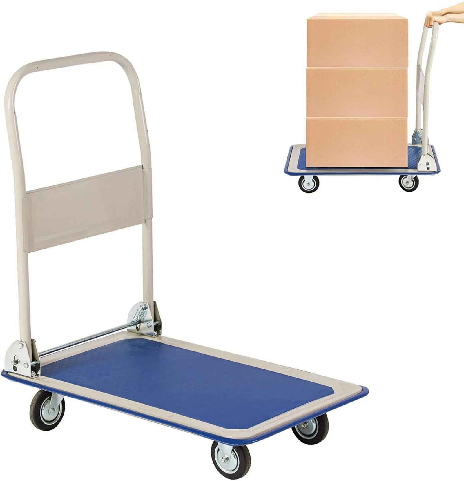 Maocao Hoom BH-DJ-62937 330-lb Capacity 4 -Wheel Blue Steel Standard duty platform truck