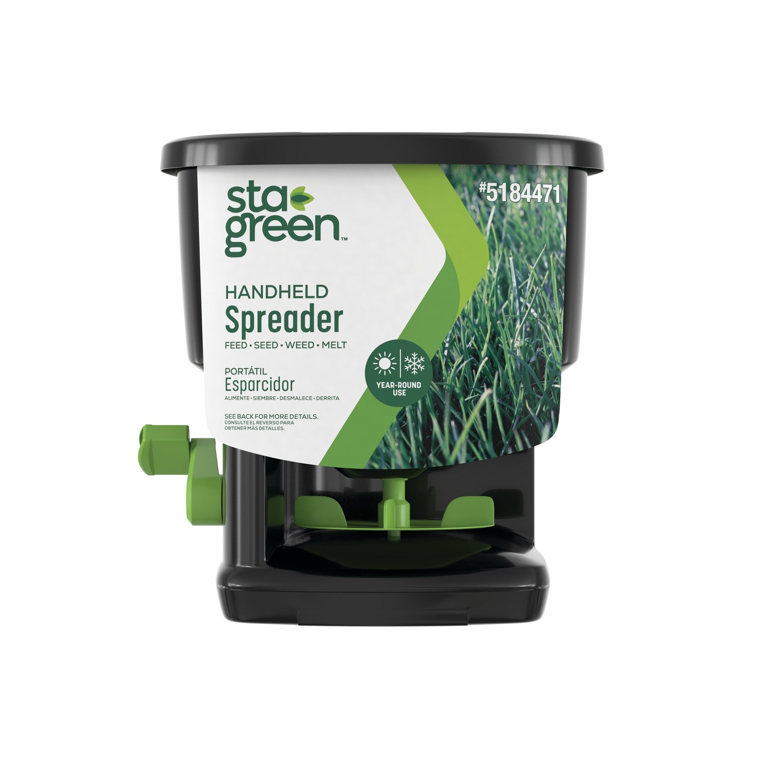 Sta-Green 8-lb Hand Powered Handheld Compatible with Ice Melt, Salt and Fertilizer