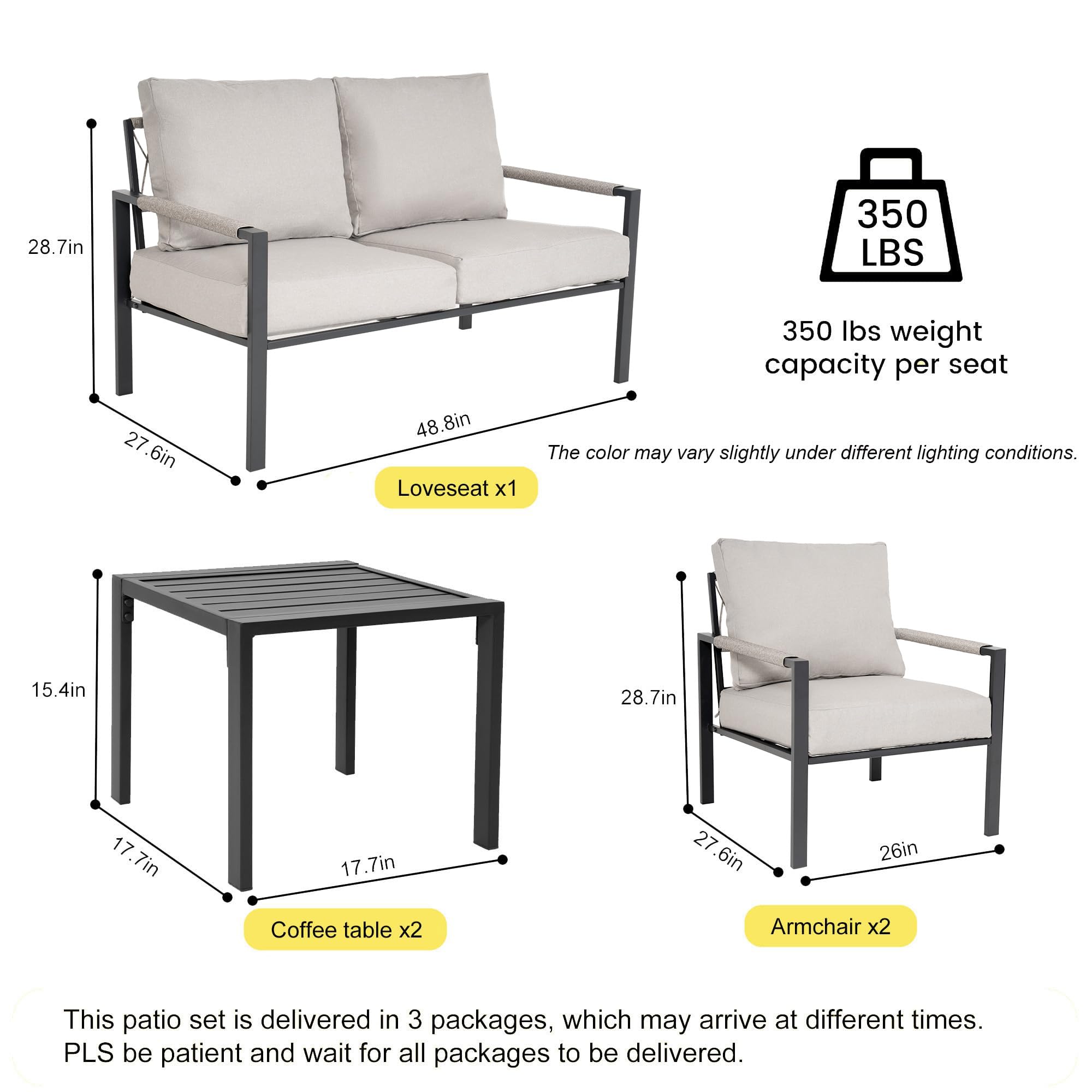 AURA OUTDOOR SIS001-BE Patio-Conversation-Sets - View #2