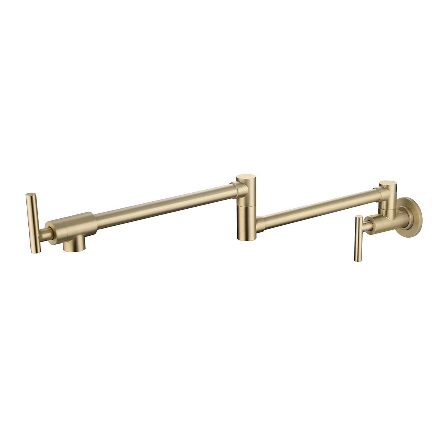 Clihome Brushed Gold Double Handle Wall Mount Pot Filler Kitchen Faucet With Sprayer Bm Kf601ng 3735