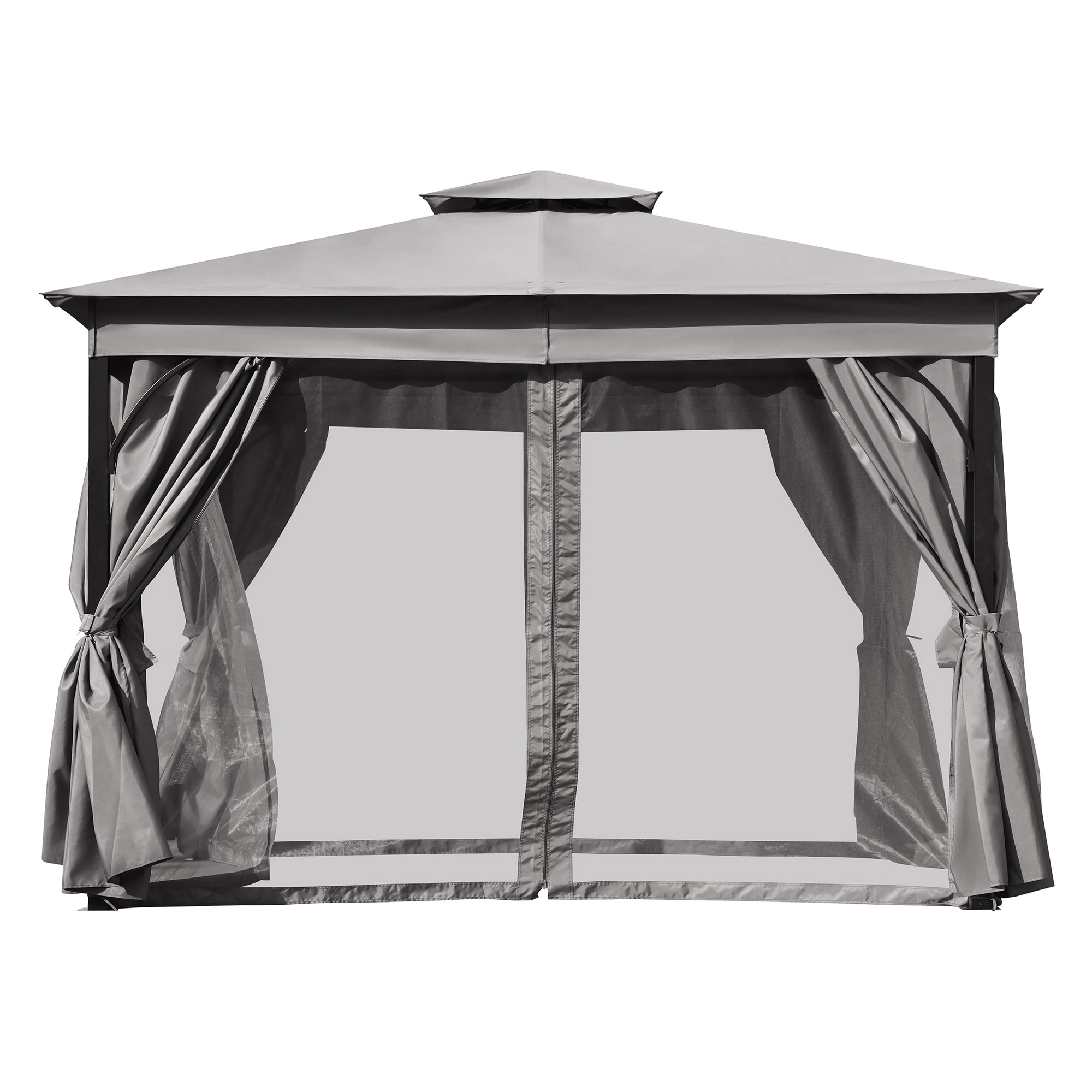 SINOFURN SYB260042GY 12-ft x 10-ft Gray Gazebo with Soft Top Roof (Screen Included)