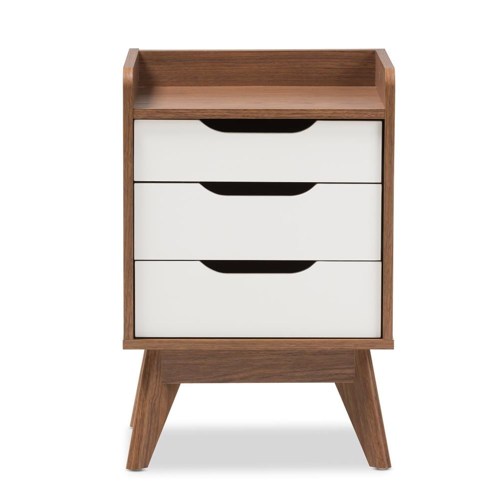 Baxton Studio Brighton White Rubberwood Nightstand in the