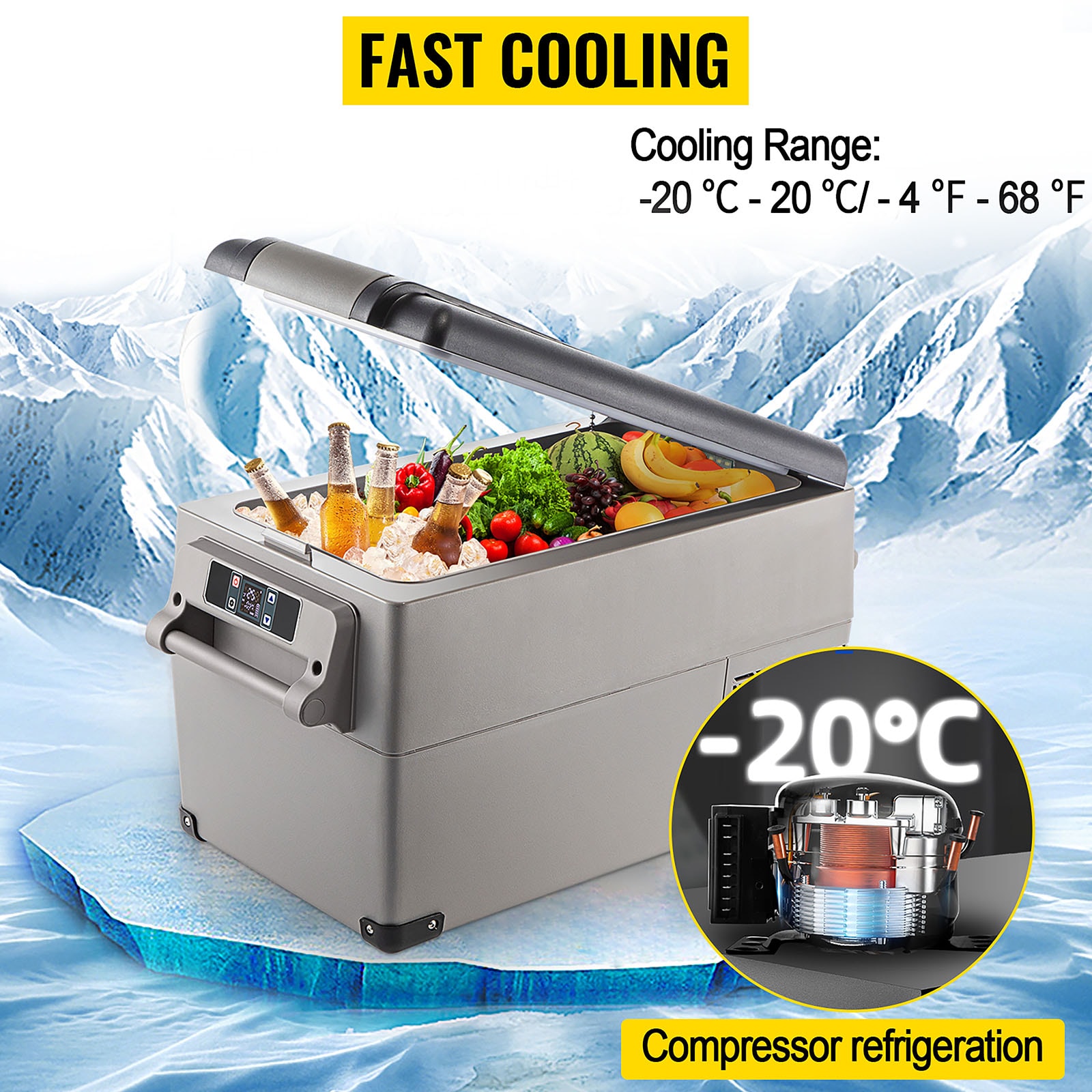 VEVOR 35L/37 Quart Car Refrigerator 1.48-cu ft Garage Ready Frost-free  Defrost Chest Freezer (Gray)