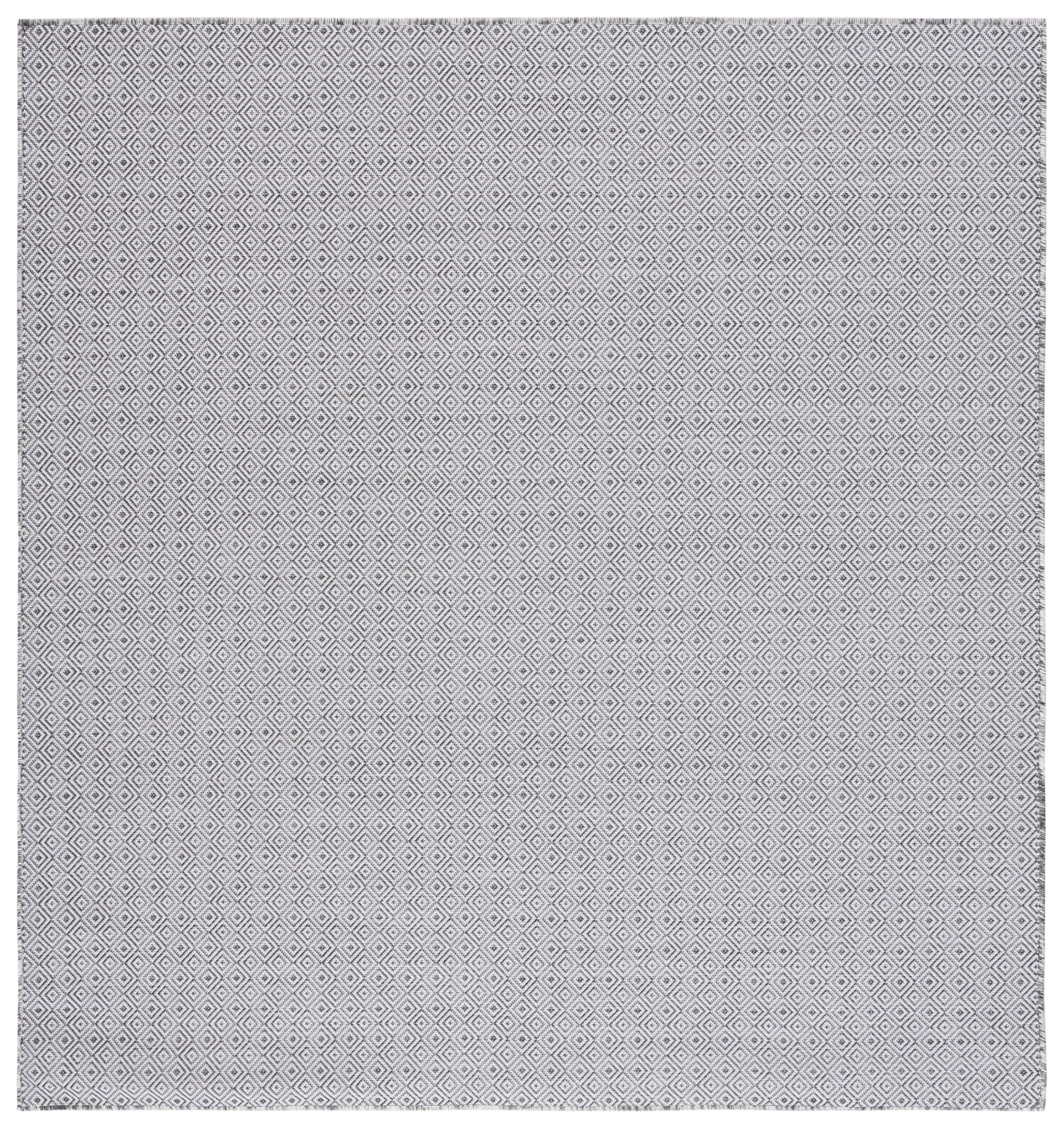 Hampton Ivory and Black Square Indoor/Outdoor Rug