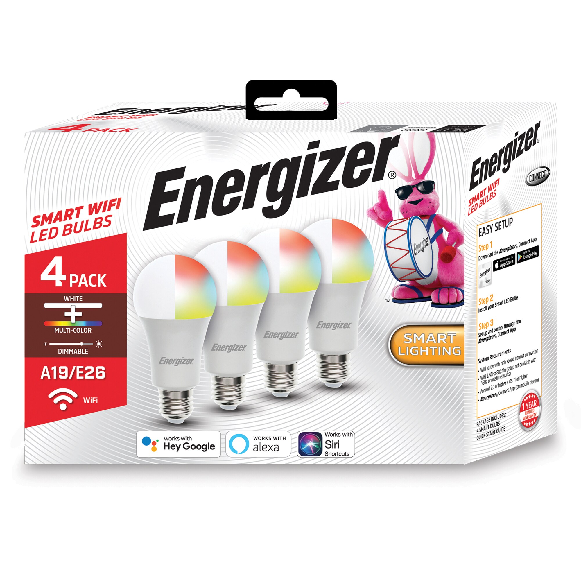 medley Munching aantrekken Energizer Connect A19 Full Color E26 Dimmable LED Light Bulb (4-Pack) in  the General Purpose LED Light Bulbs department at Lowes.com